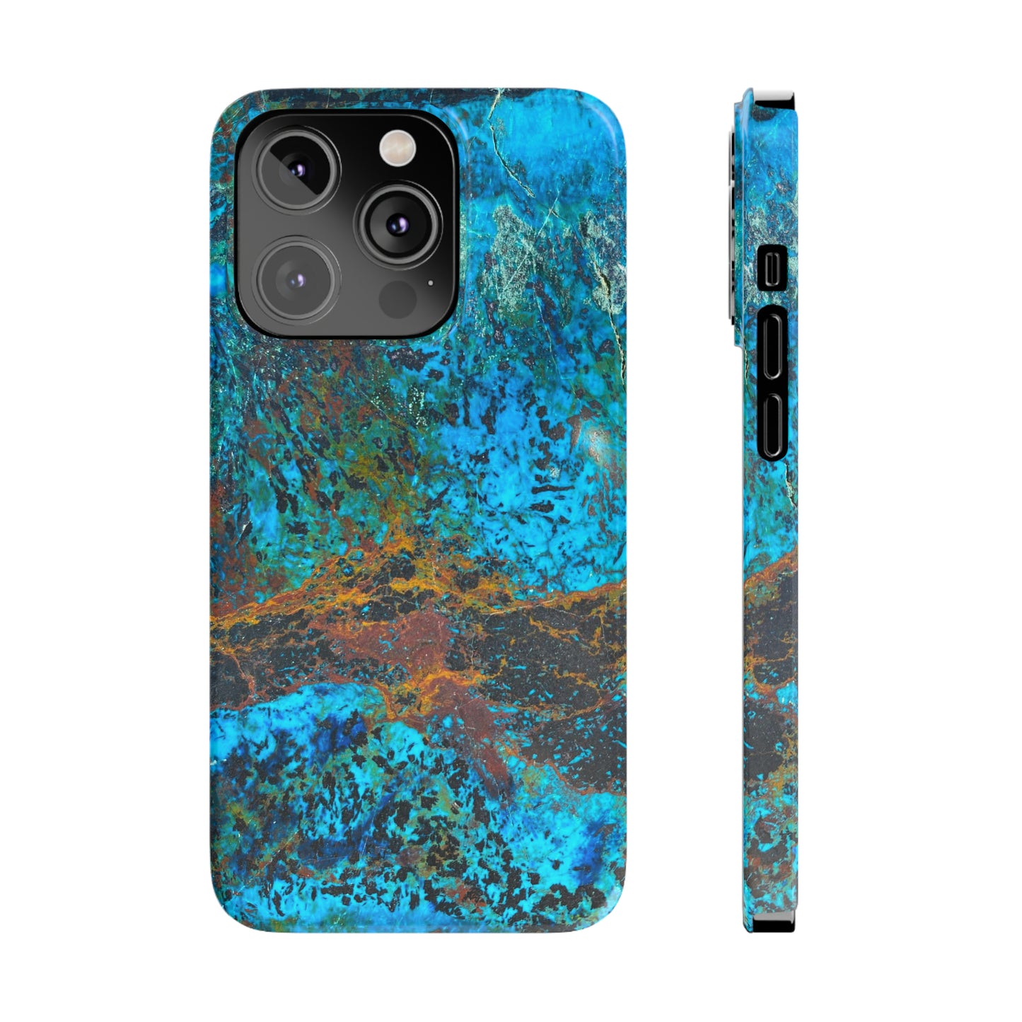 Slim Phone Cases - Chrysocolla Mineral Mix Design C