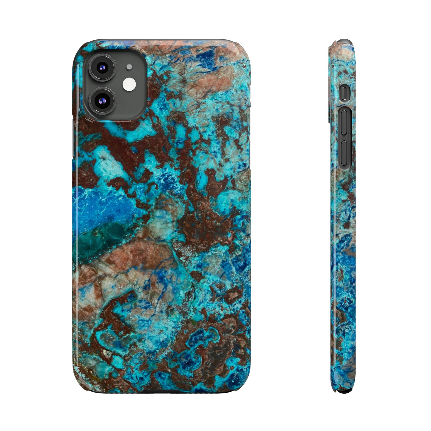 Slim Phone Case - Chrysocolla Mineral Mix Design B