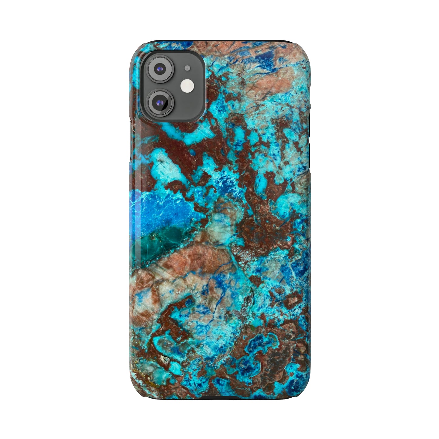 Slim Phone Case - Chrysocolla Mineral Mix Design B