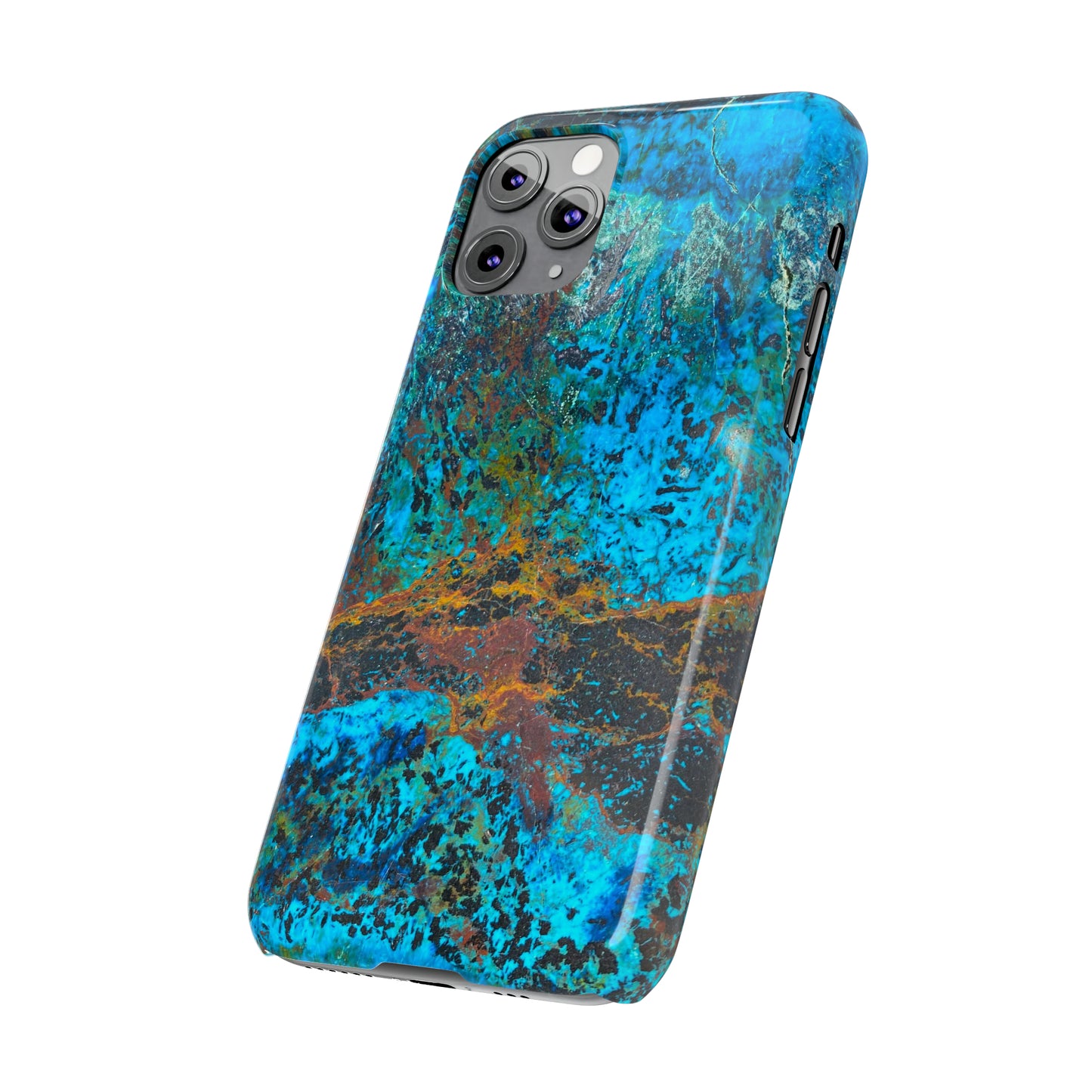 Slim Phone Cases - Chrysocolla Mineral Mix Design C
