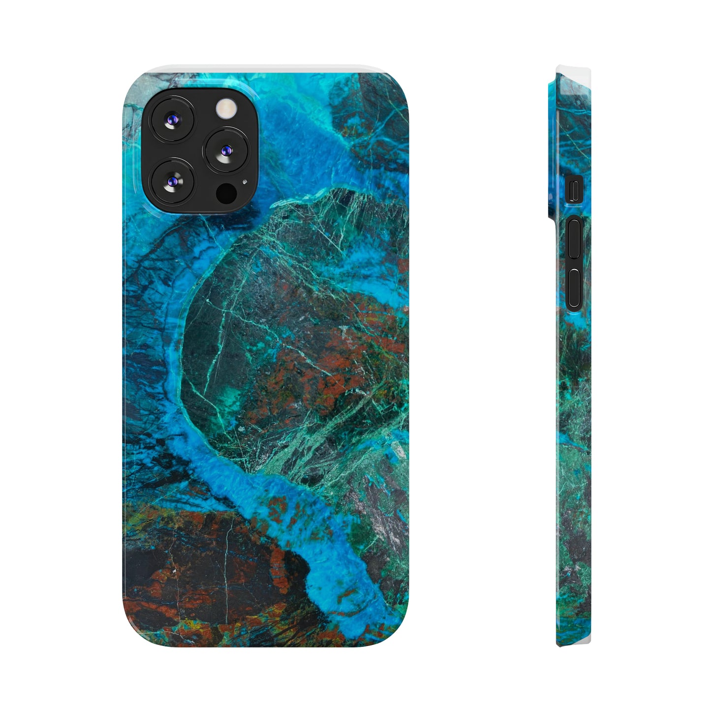 Slim Phone Cases - Chrysocolla Mineral Mix Design A