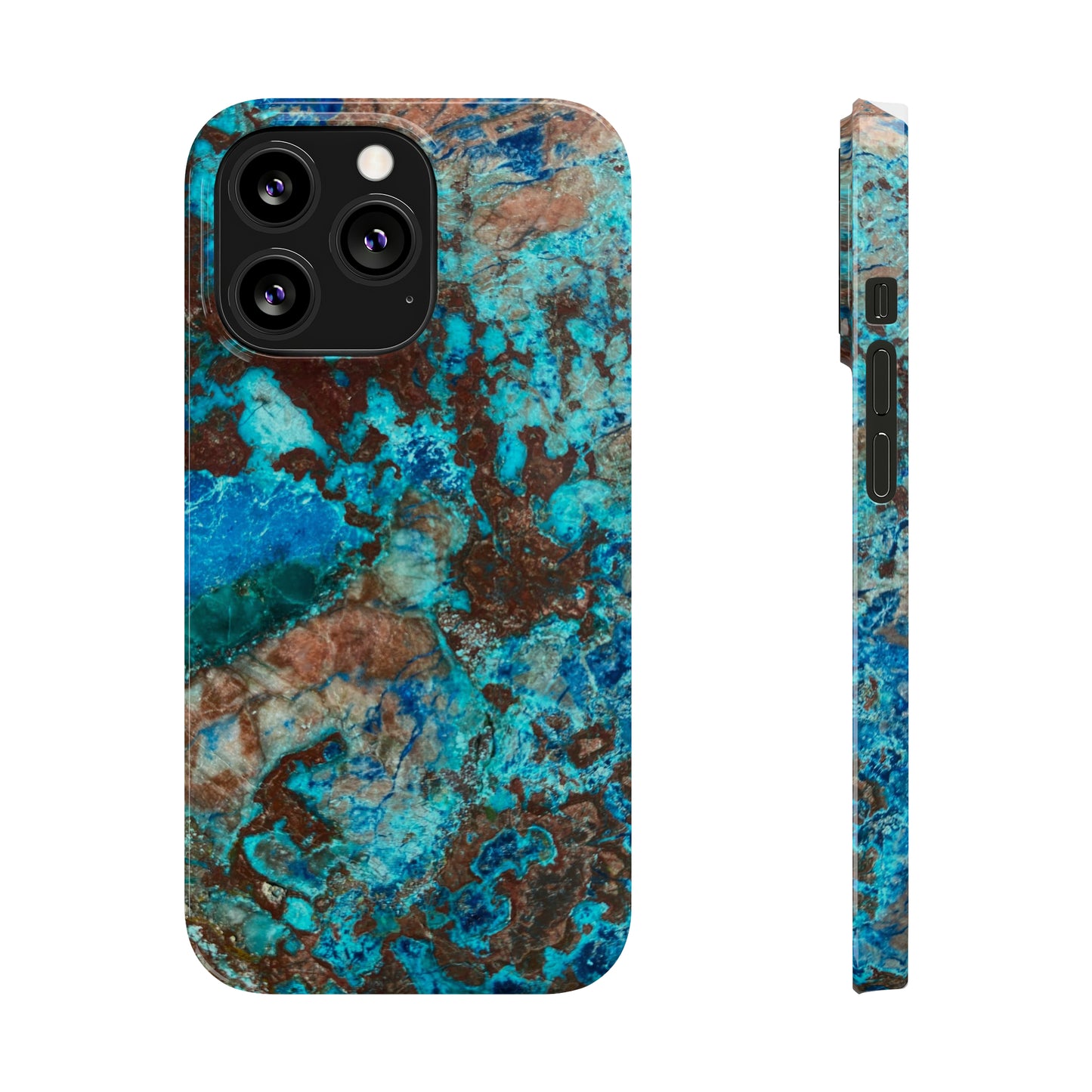 Slim Phone Case - Chrysocolla Mineral Mix Design B