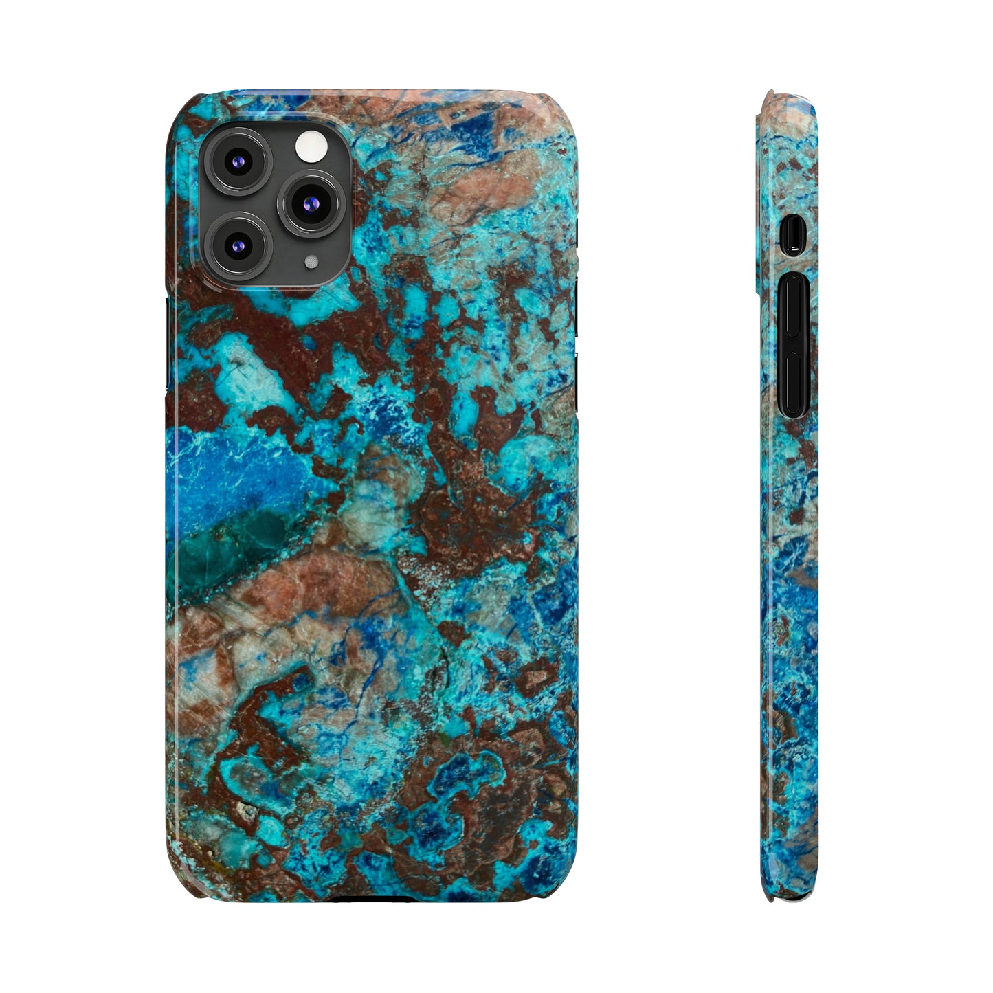 Slim Phone Case - Chrysocolla Mineral Mix Design B