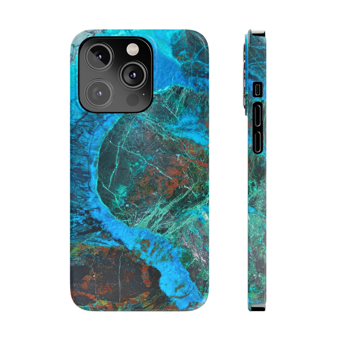 Slim Phone Cases - Chrysocolla Mineral Mix Design A