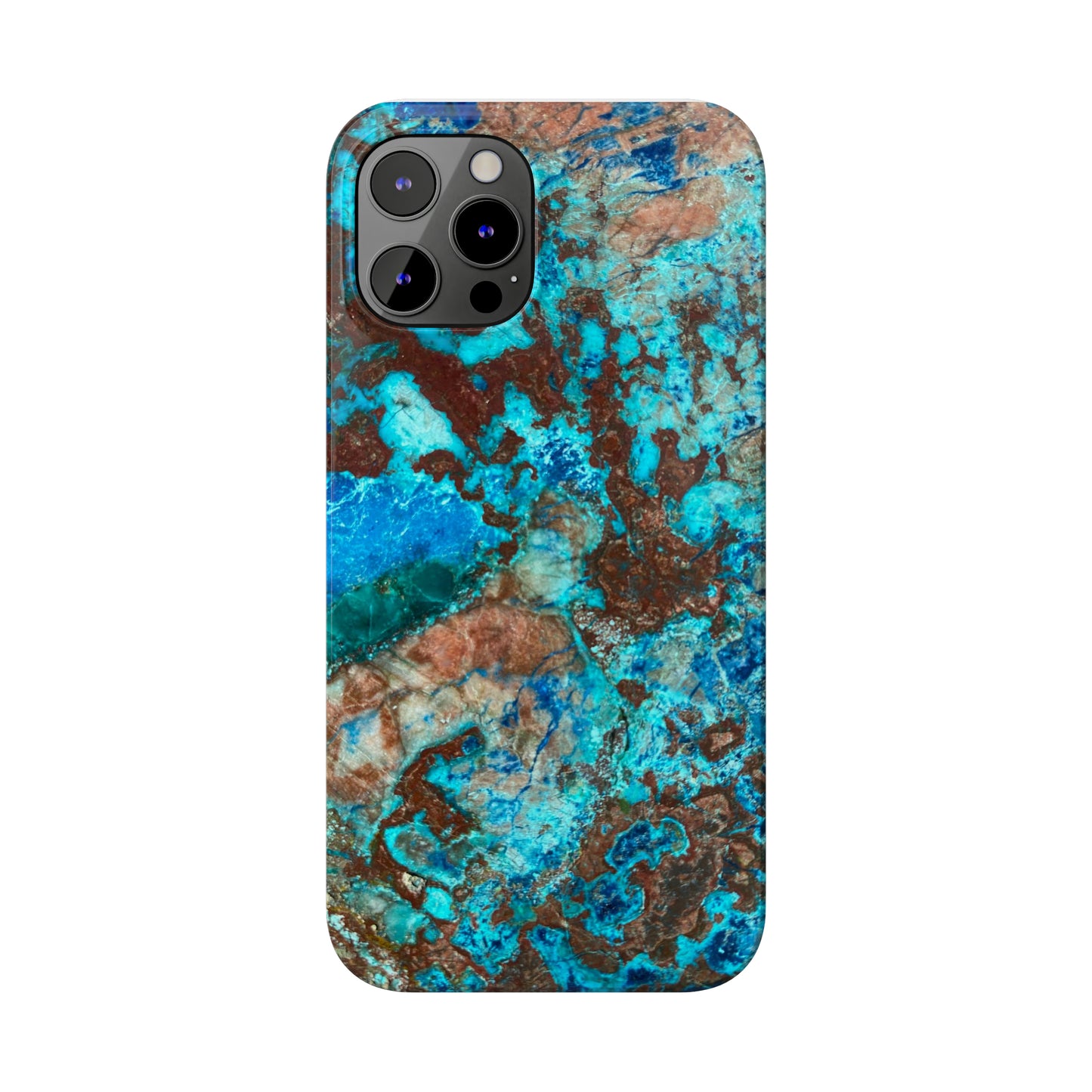 Slim Phone Case - Chrysocolla Mineral Mix Design B
