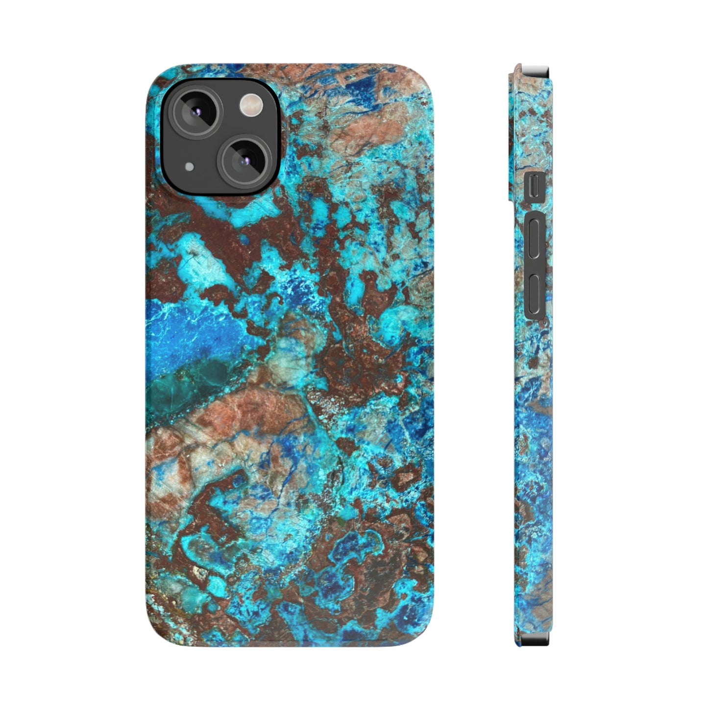 Slim Phone Case - Chrysocolla Mineral Mix Design B