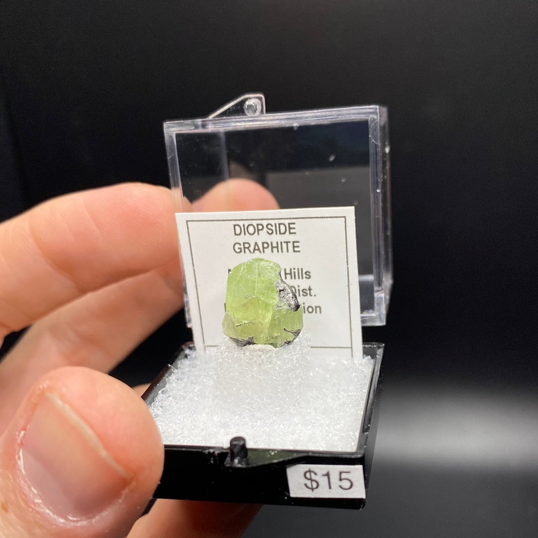 Diopside with Graphite Thumbnail Specimen - Tanzania