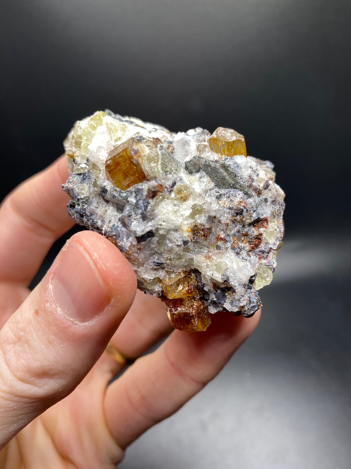 Fluorapatite with Magnatite and Quartz - Mexico