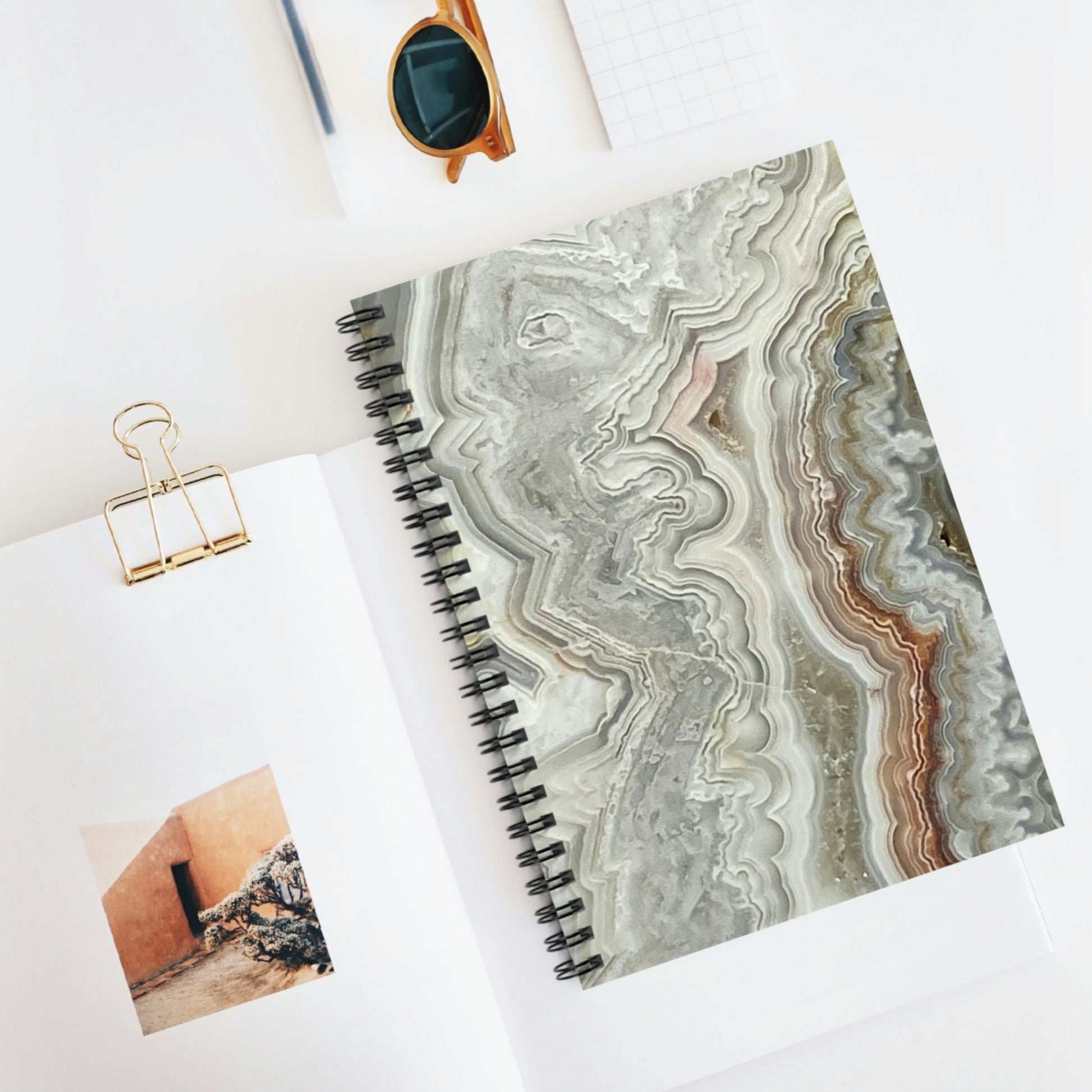 Spiral Notebook with Crazy Lace Agate Design