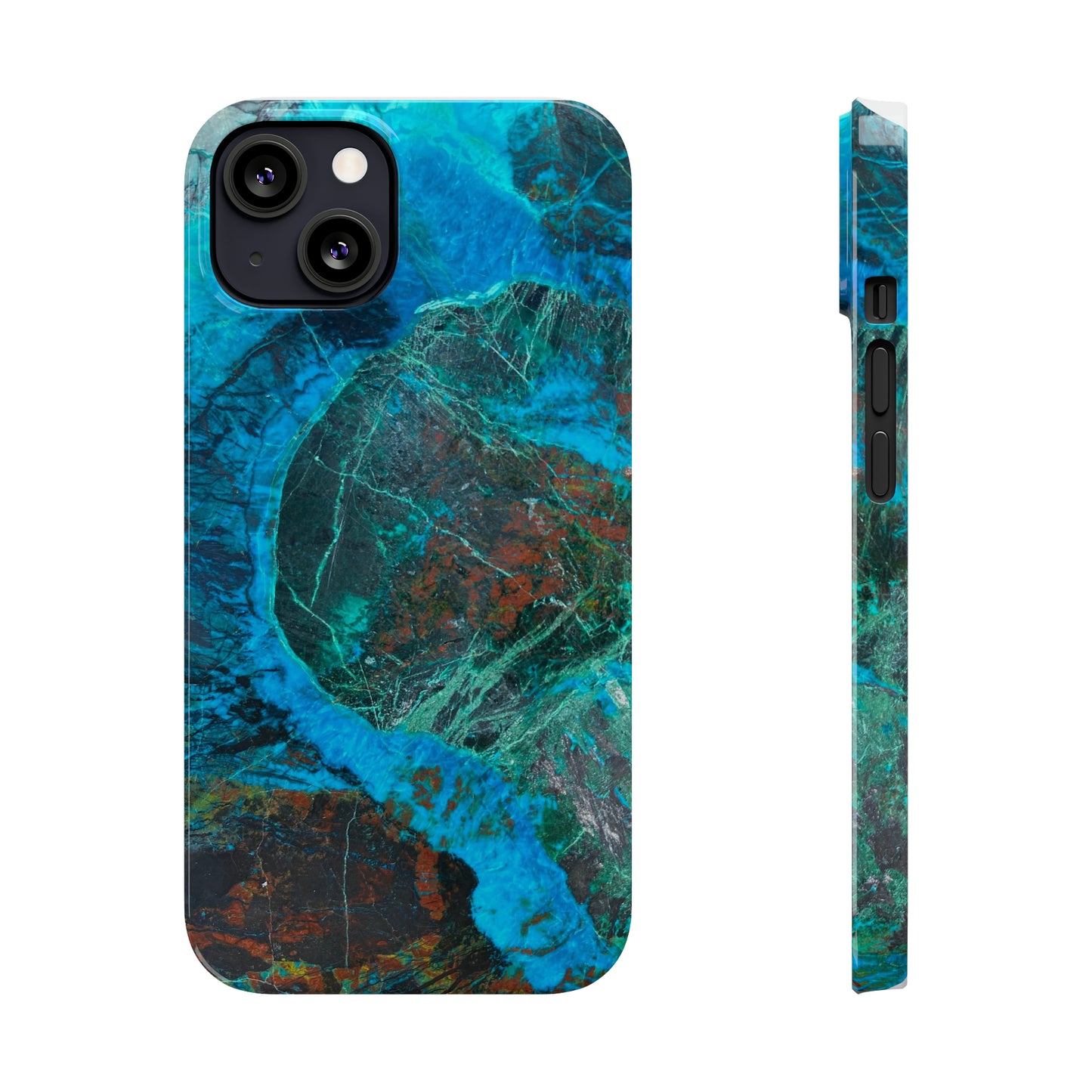 Slim Phone Cases - Chrysocolla Mineral Mix Design A