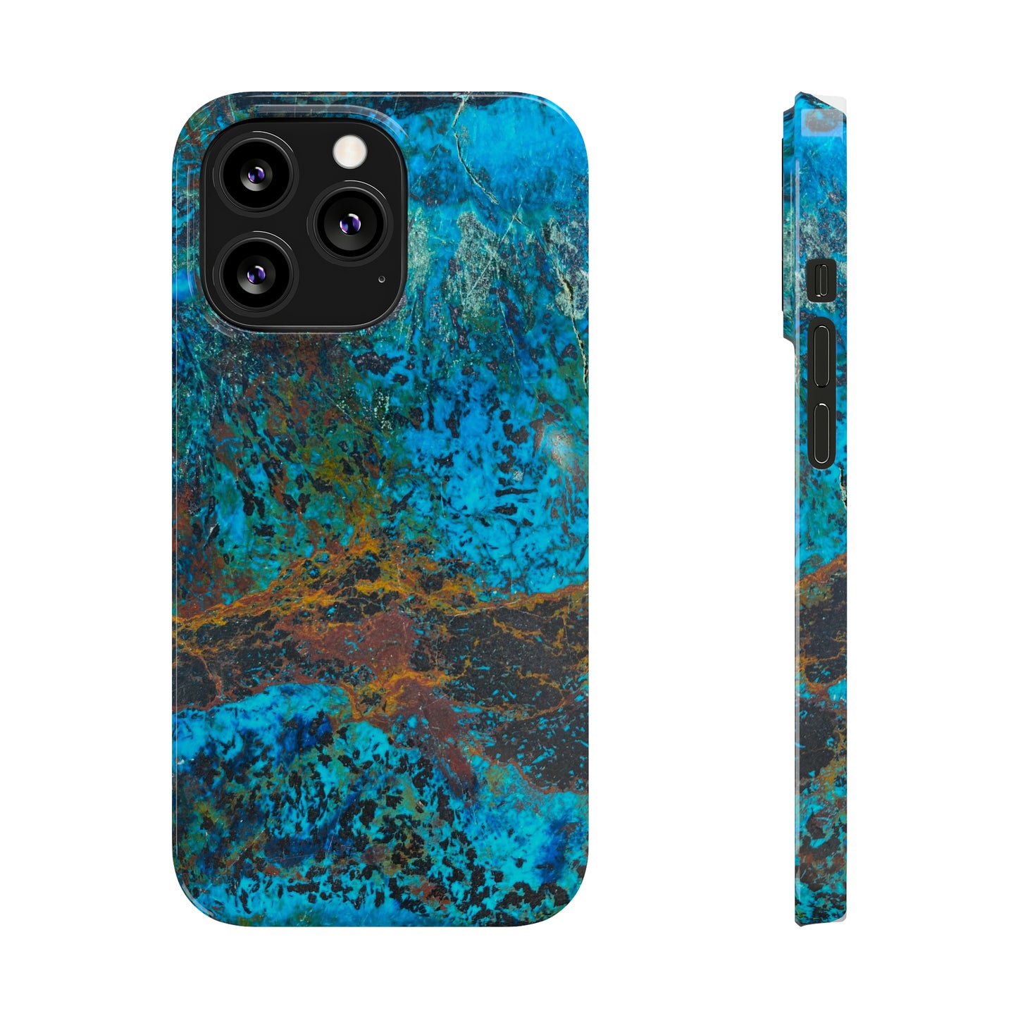 Slim Phone Cases - Chrysocolla Mineral Mix Design C