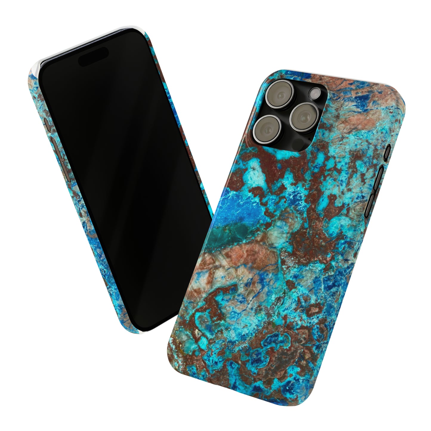 Slim Phone Case - Chrysocolla Mineral Mix Design B