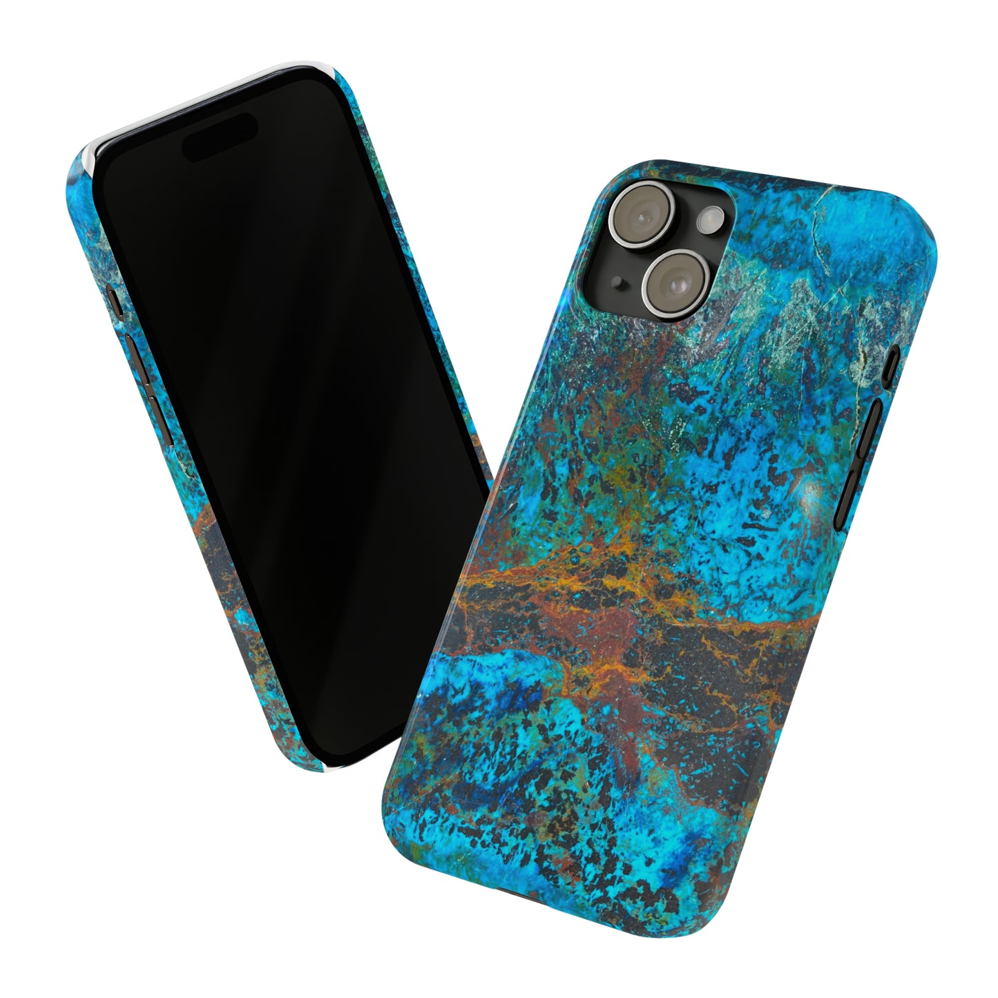 Slim Phone Cases - Chrysocolla Mineral Mix Design C