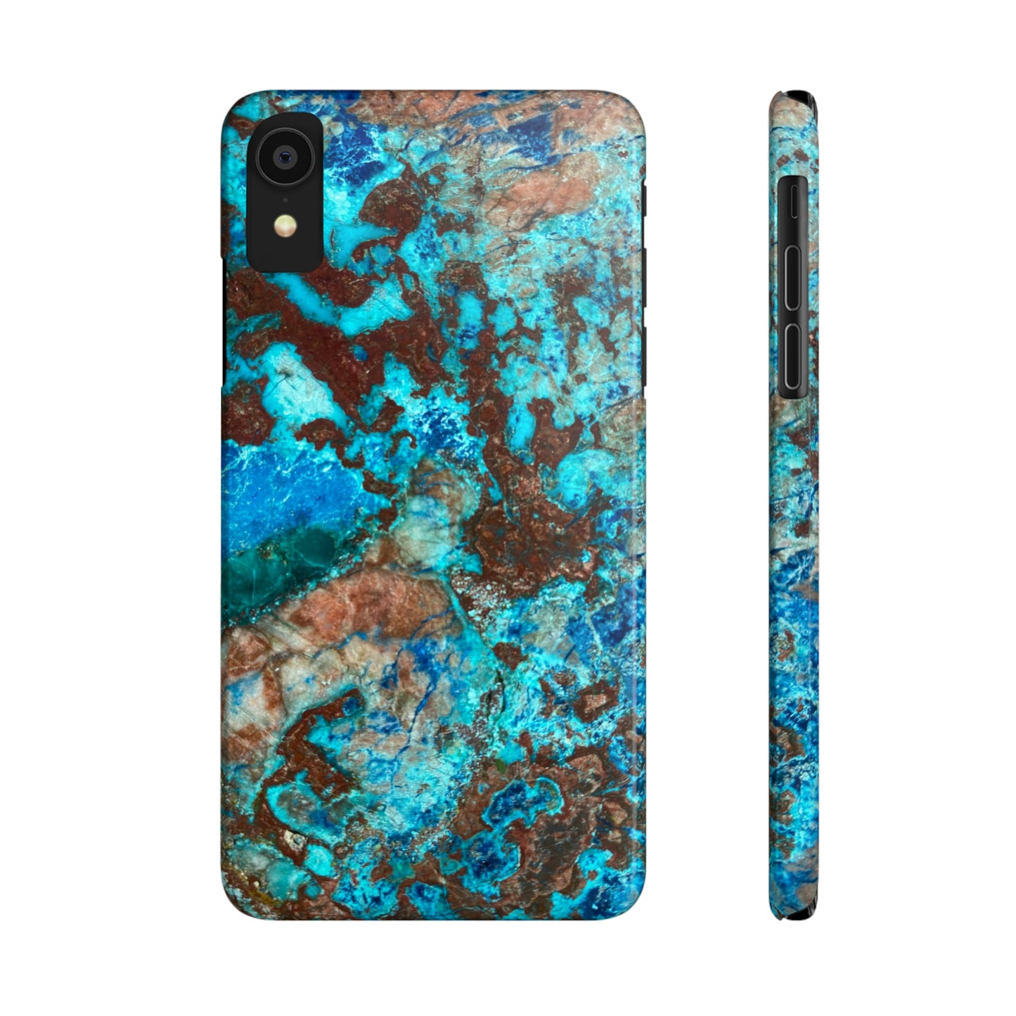 Slim Phone Case - Chrysocolla Mineral Mix Design B