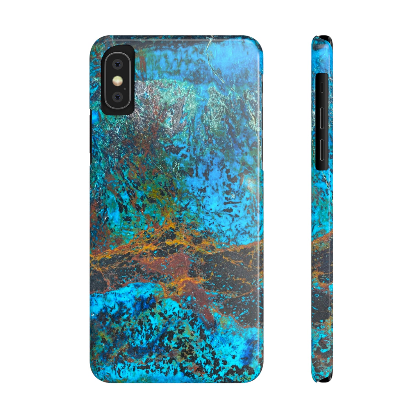 Slim Phone Cases - Chrysocolla Mineral Mix Design C