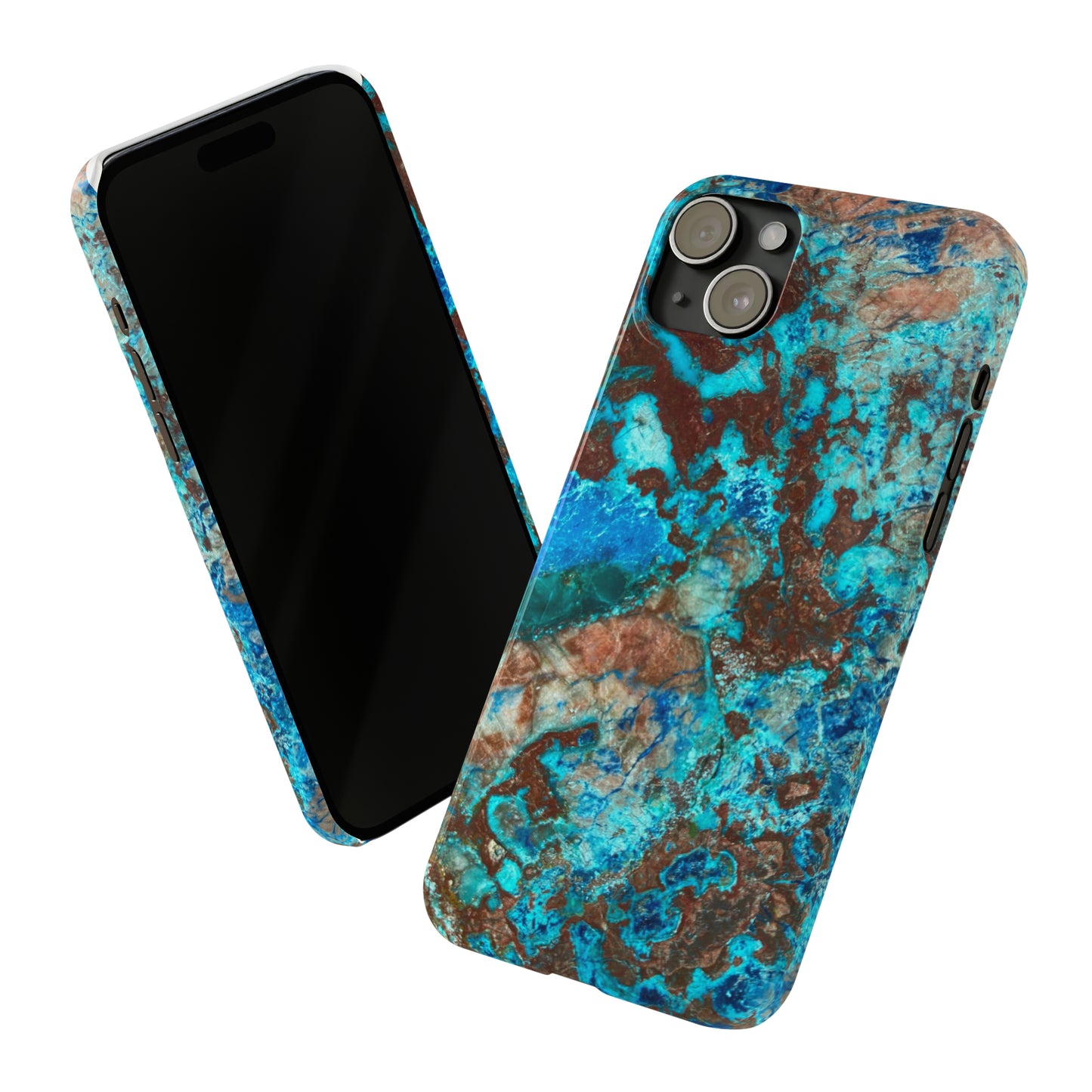 Slim Phone Case - Chrysocolla Mineral Mix Design B