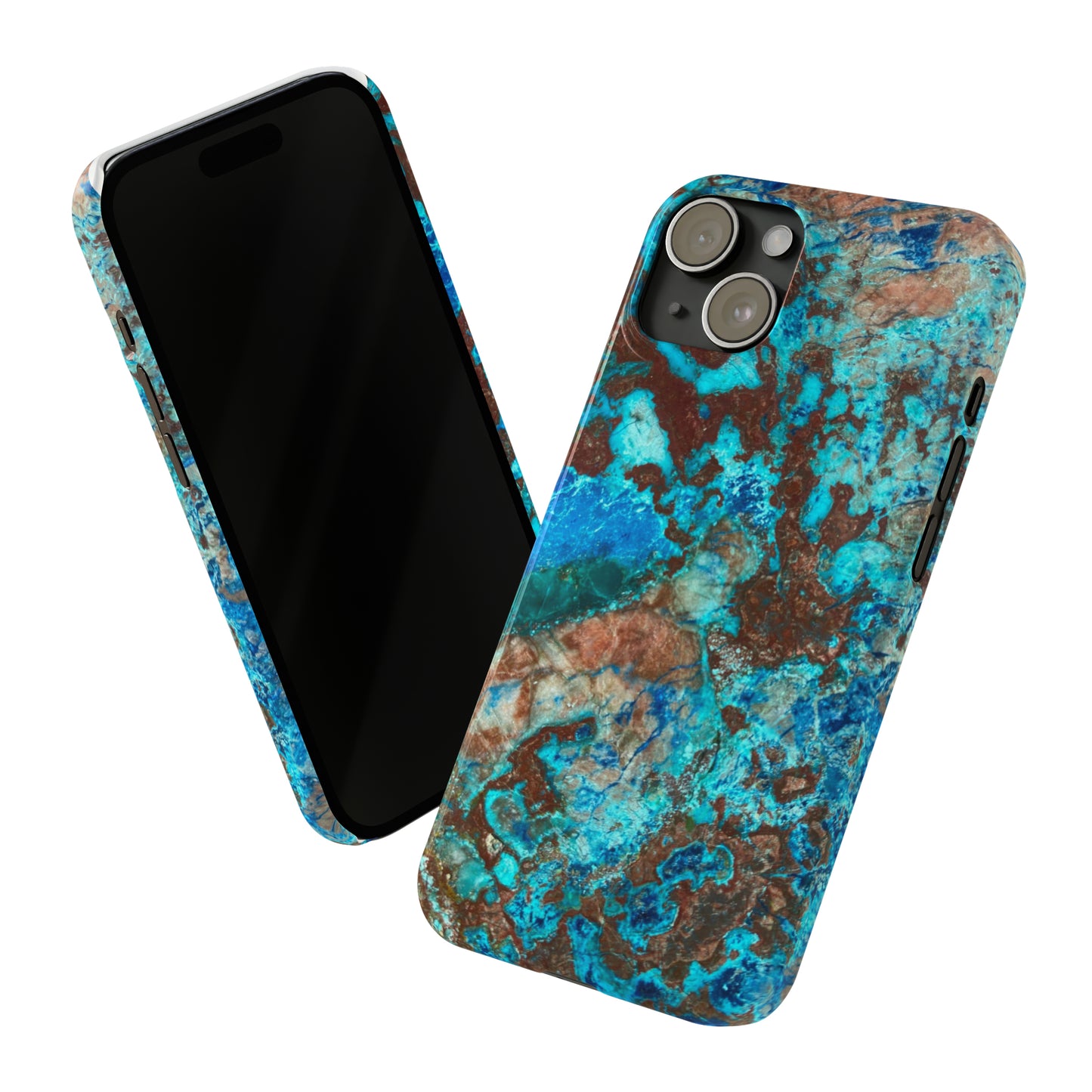 Slim Phone Case - Chrysocolla Mineral Mix Design B