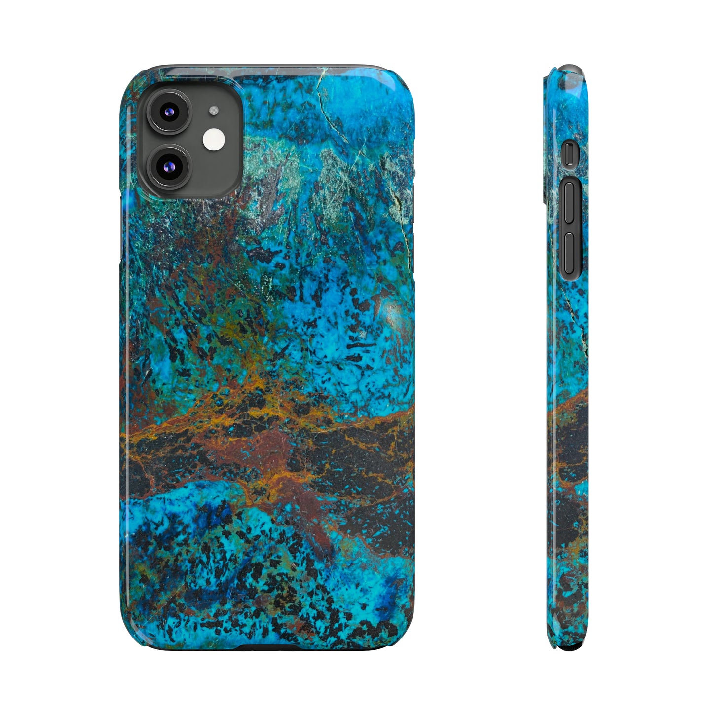 Slim Phone Cases - Chrysocolla Mineral Mix Design C