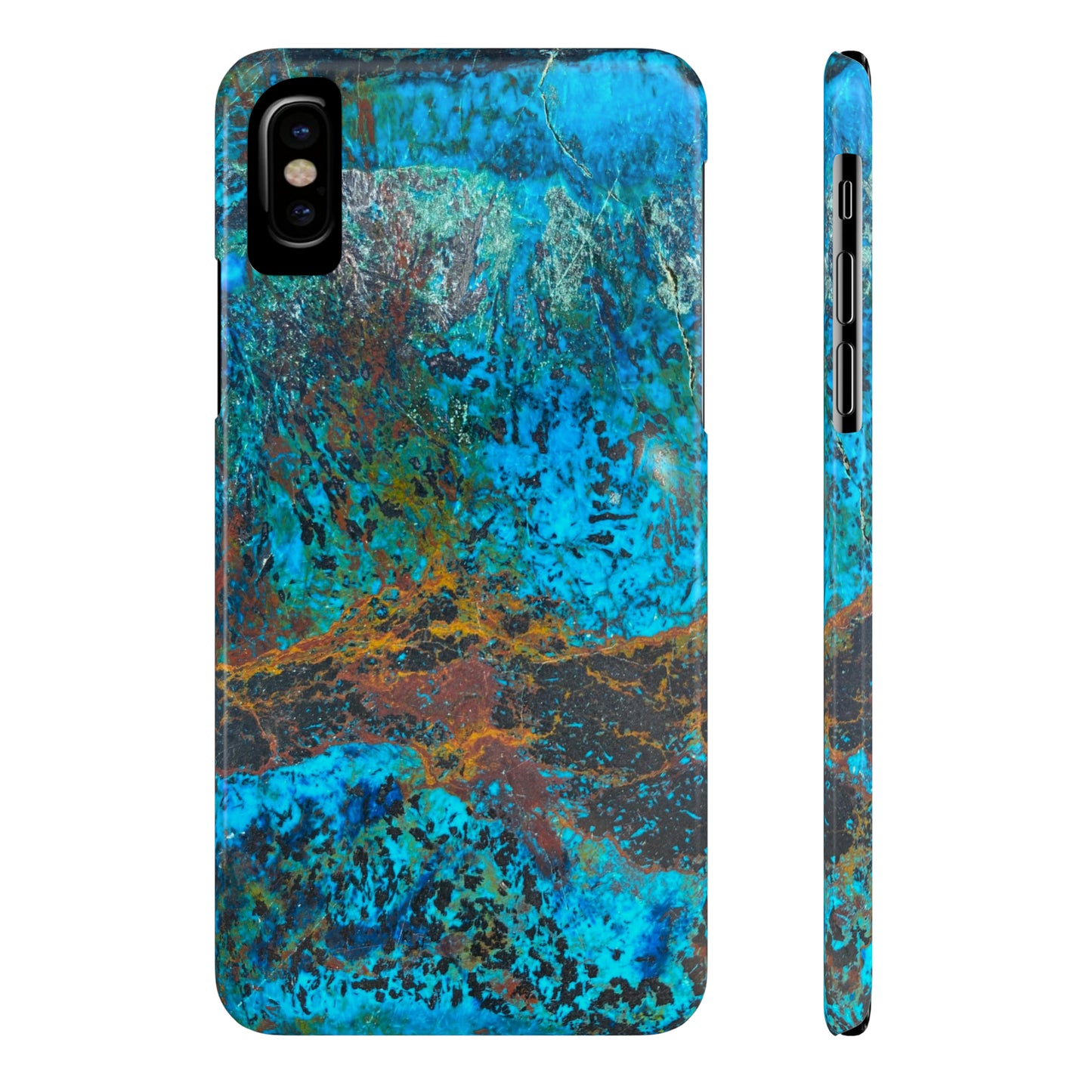 Slim Phone Cases - Chrysocolla Mineral Mix Design C