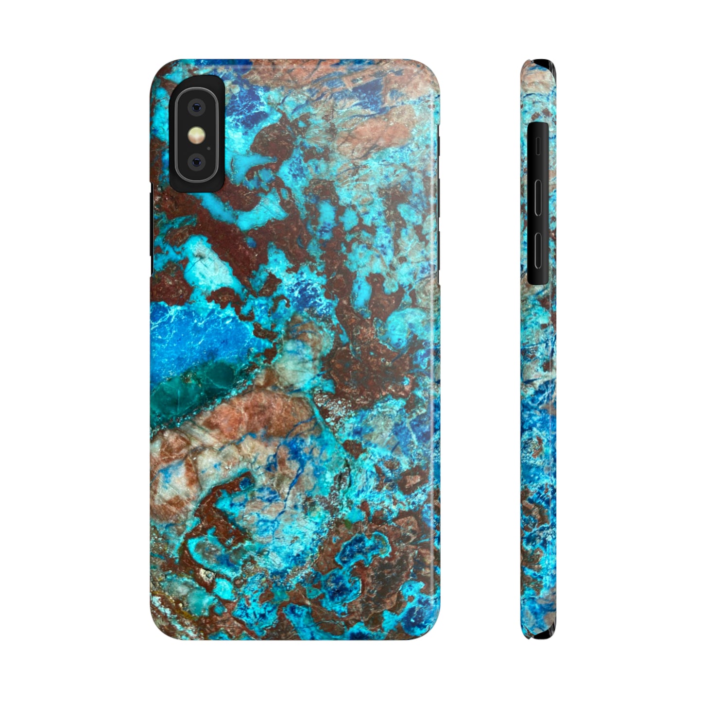 Slim Phone Case - Chrysocolla Mineral Mix Design B