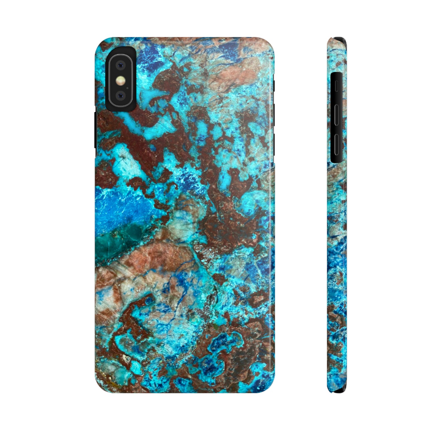 Slim Phone Case - Chrysocolla Mineral Mix Design B