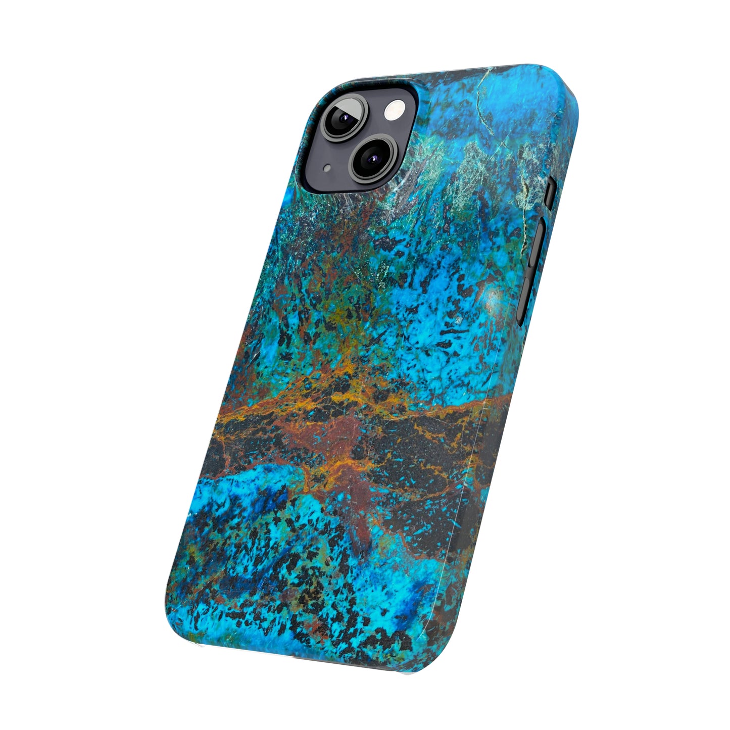 Slim Phone Cases - Chrysocolla Mineral Mix Design C