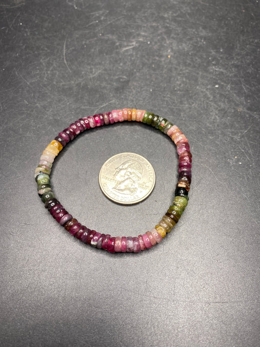 Multicolor Tourmaline Bracelet - Cylinder Bead