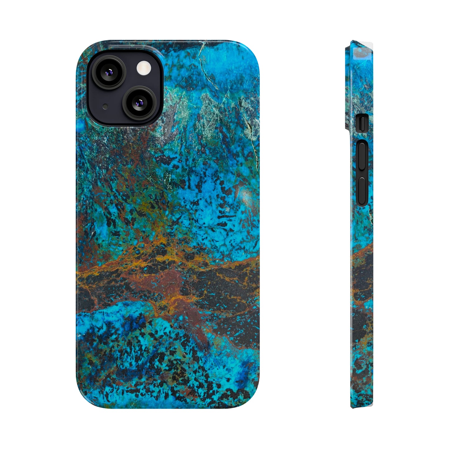 Slim Phone Cases - Chrysocolla Mineral Mix Design C