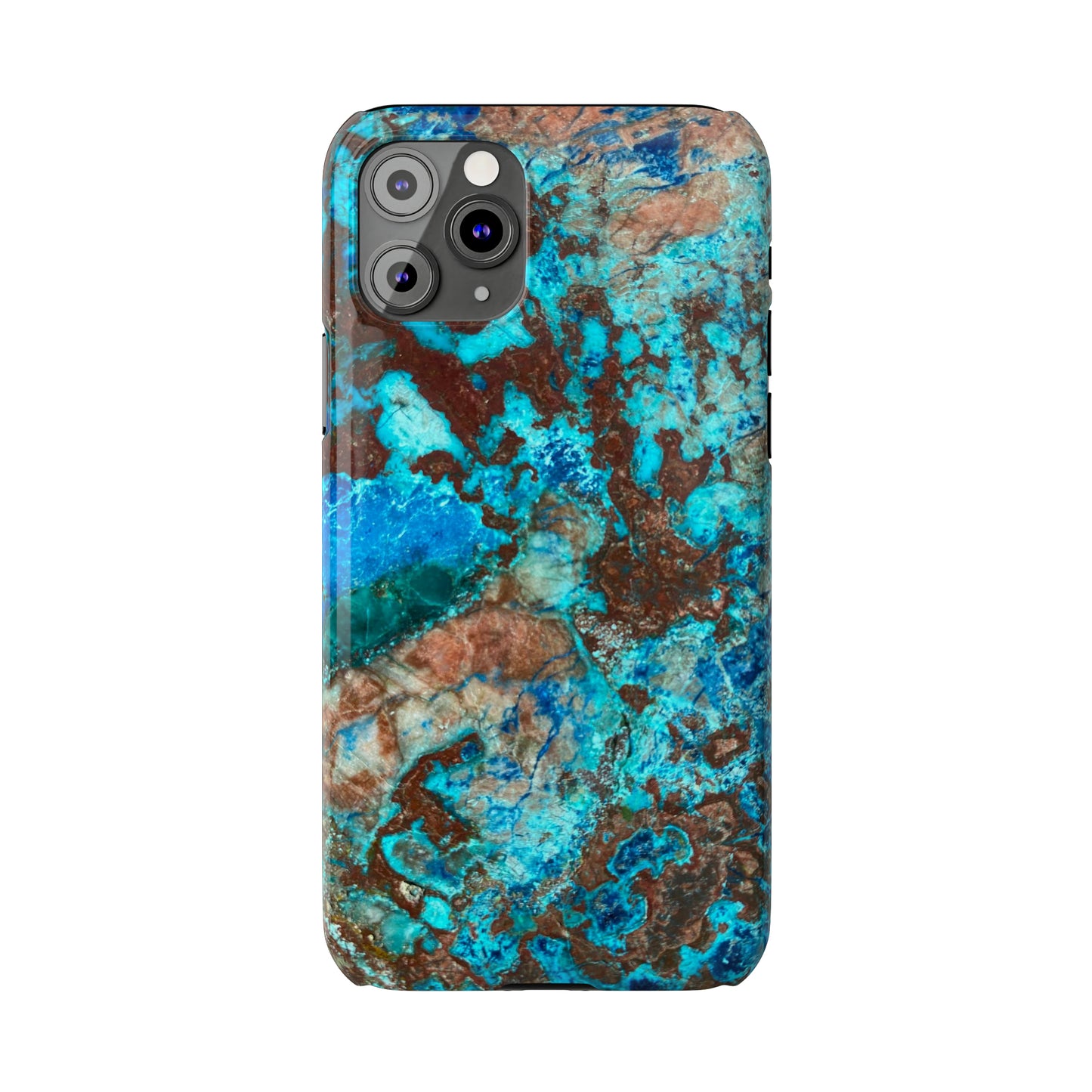 Slim Phone Case - Chrysocolla Mineral Mix Design B