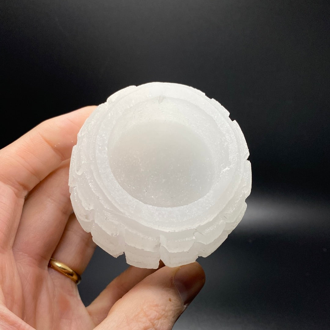 Selenite Candle Holder - Round