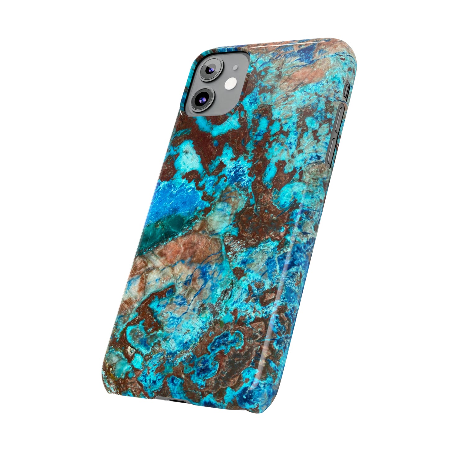 Slim Phone Case - Chrysocolla Mineral Mix Design B