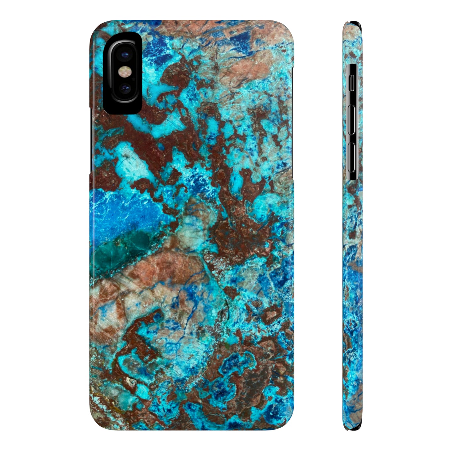 Slim Phone Case - Chrysocolla Mineral Mix Design B