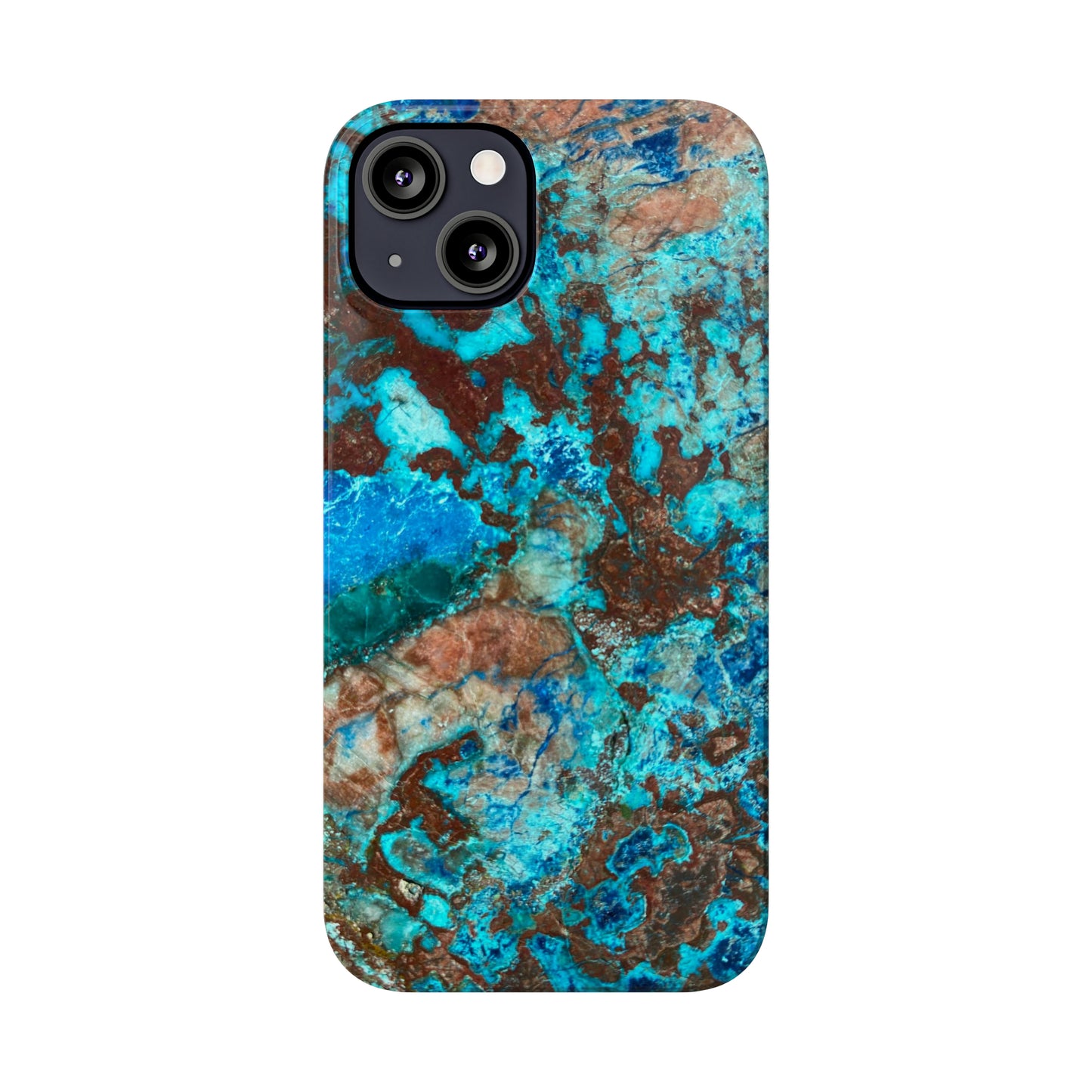 Slim Phone Case - Chrysocolla Mineral Mix Design B