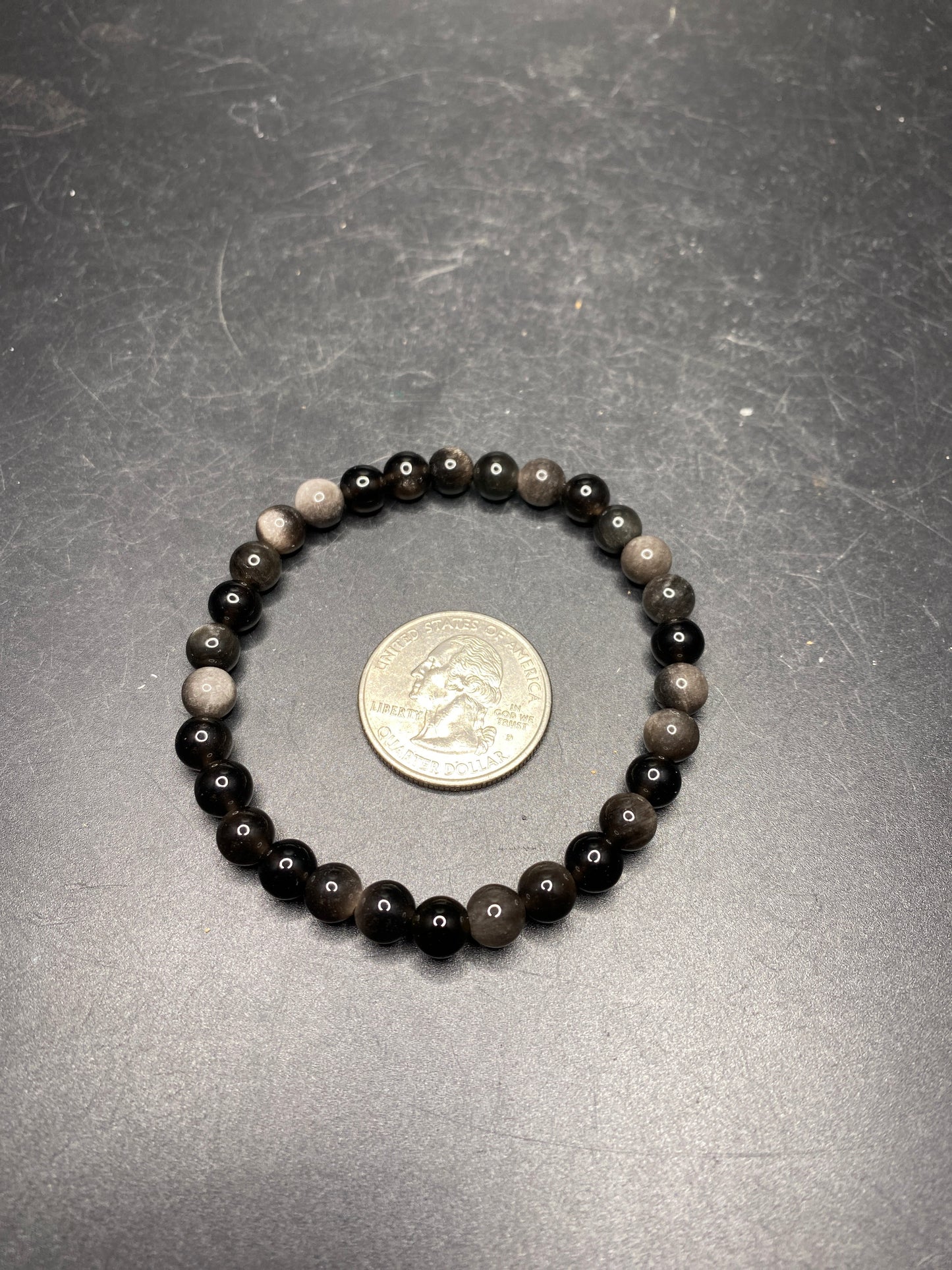 Obsidian (Silver Sheen) Bracelet - 6mm