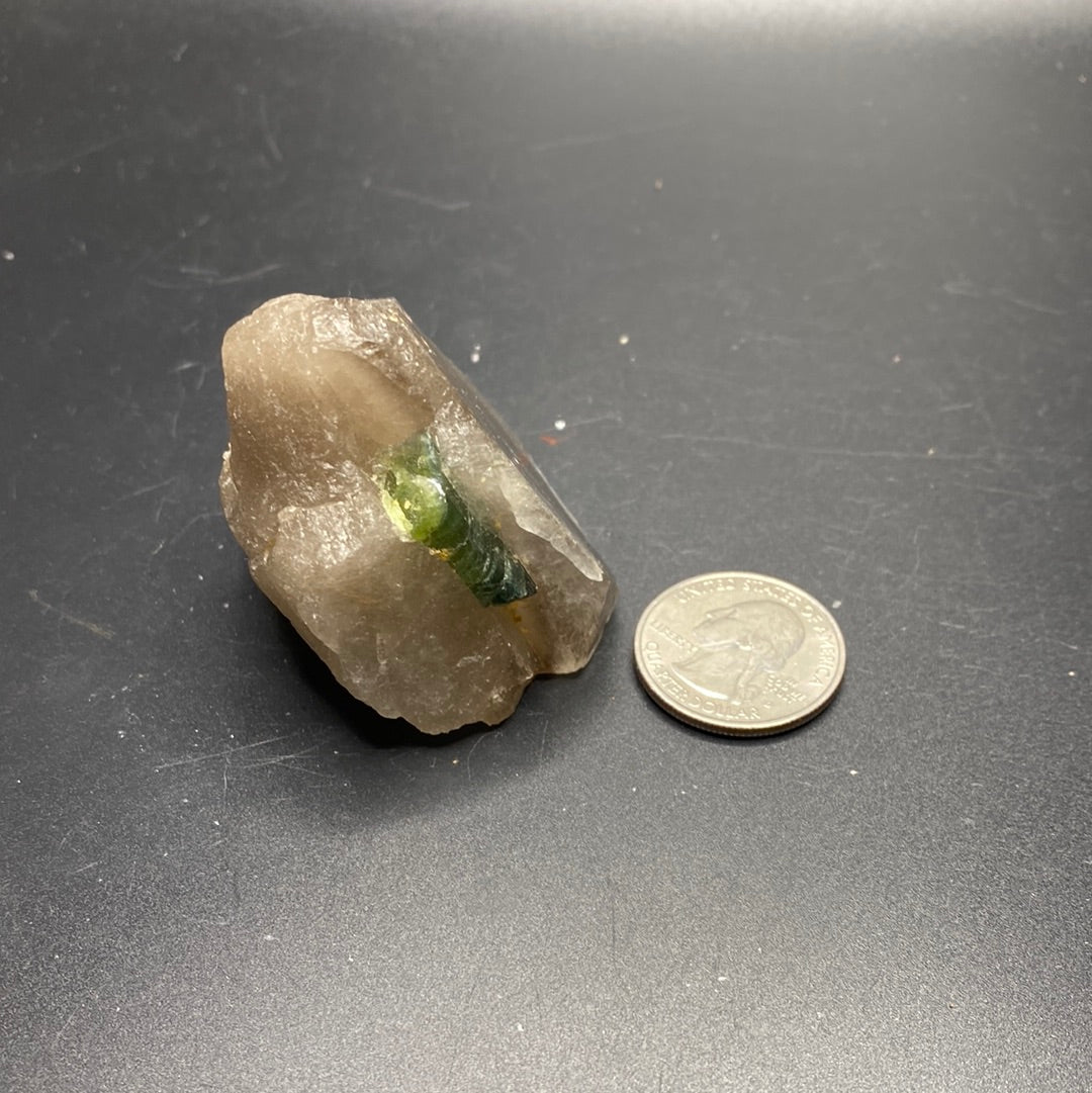 Green Tourmaline in Quartz - Brazil