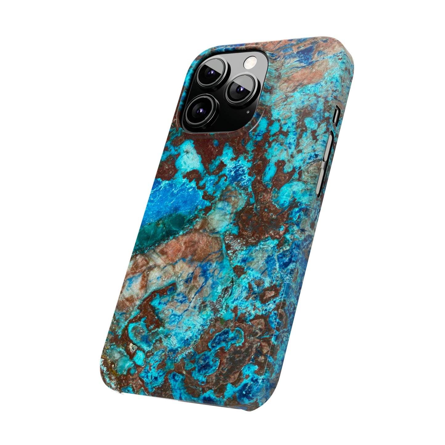 Slim Phone Case - Chrysocolla Mineral Mix Design B