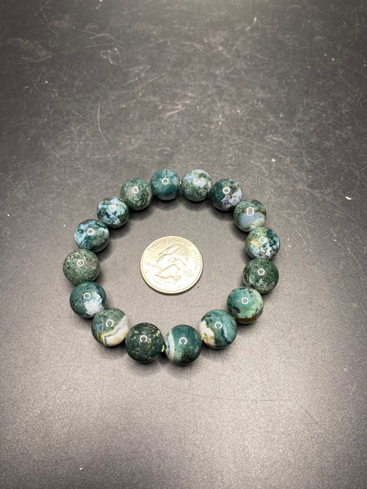 Large Moss Agate Bracelet - 10-14mm