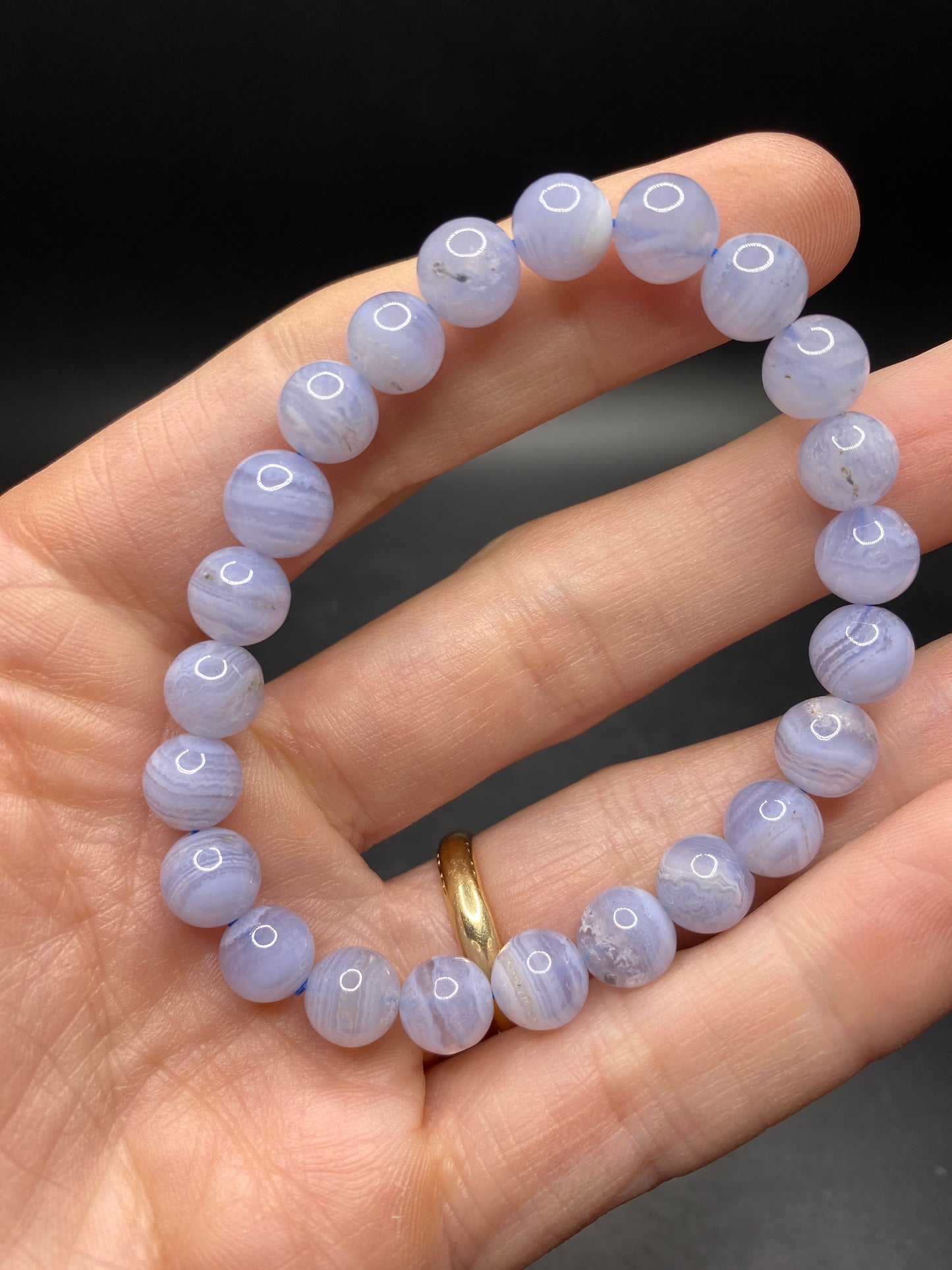 Blue Lace Agate Bracelet - 7-8mm