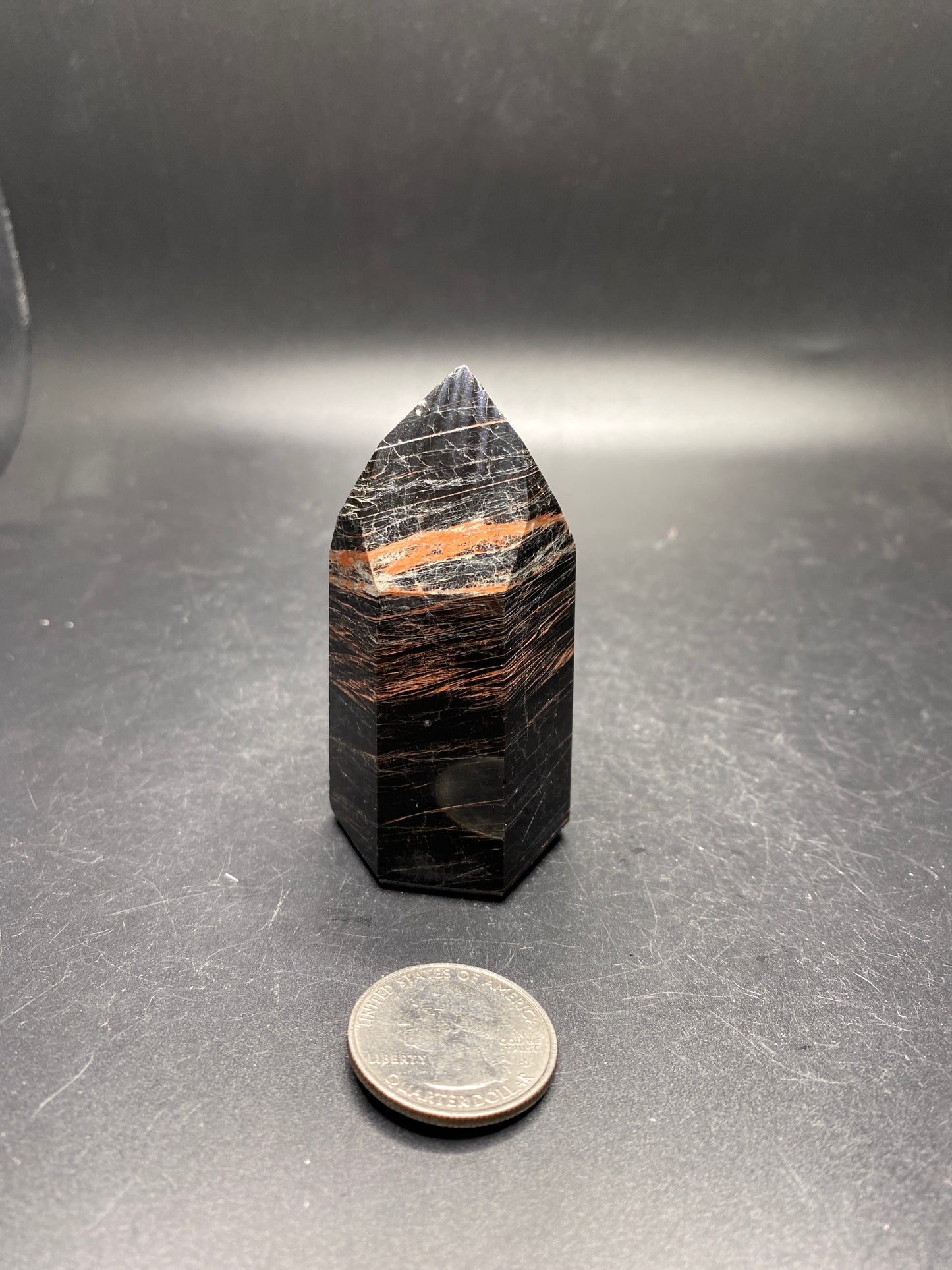 Black Tourmaline with Hematite Towers - Brazil