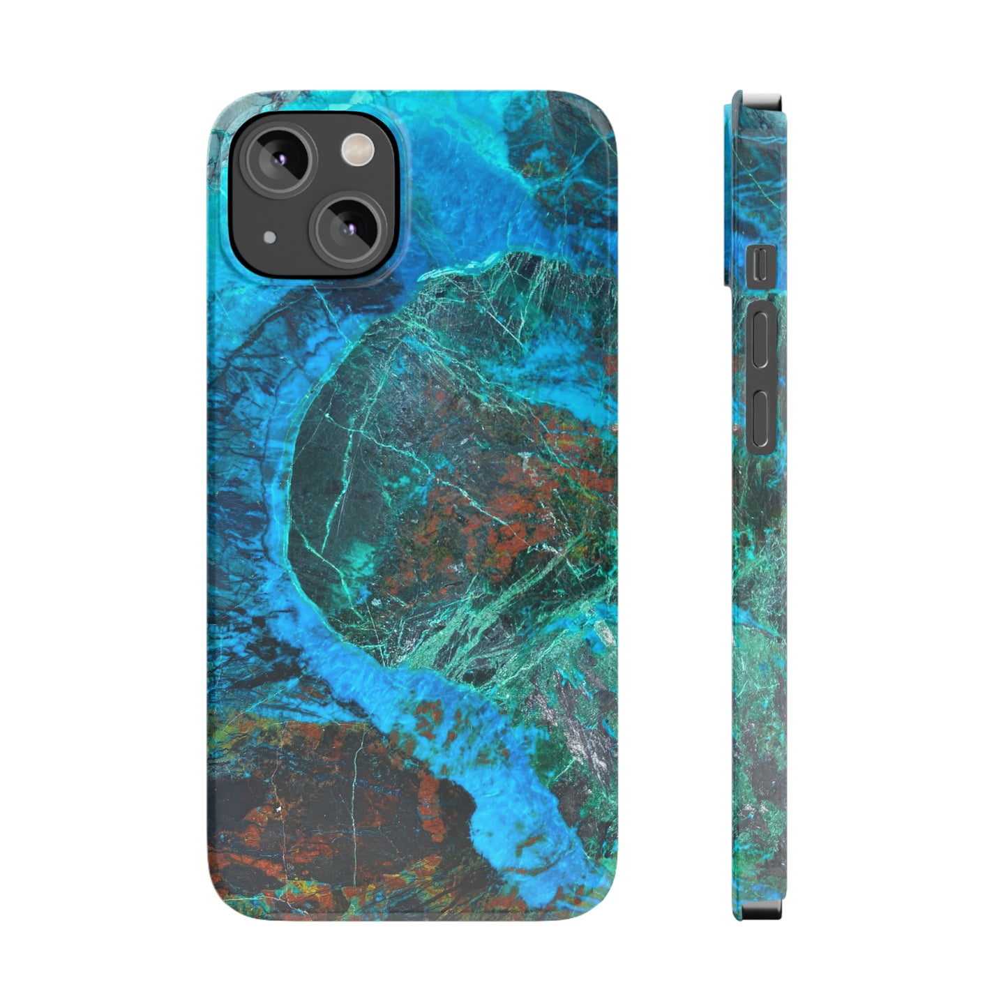 Slim Phone Cases - Chrysocolla Mineral Mix Design A