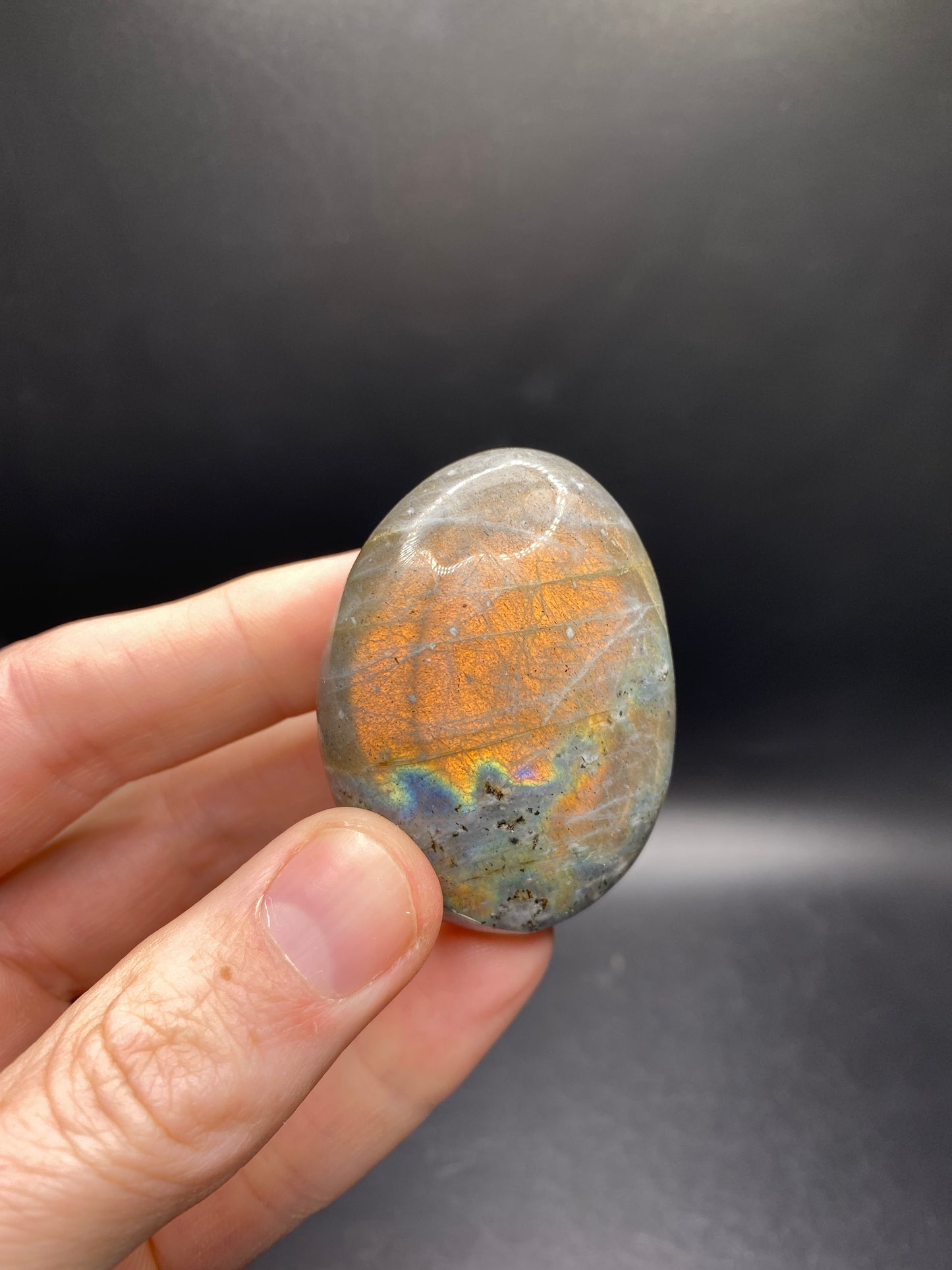 Labradorite Palmstone - Orange Flash - Madagascar