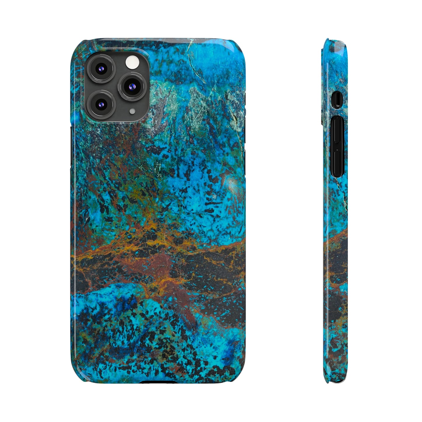 Slim Phone Cases - Chrysocolla Mineral Mix Design C