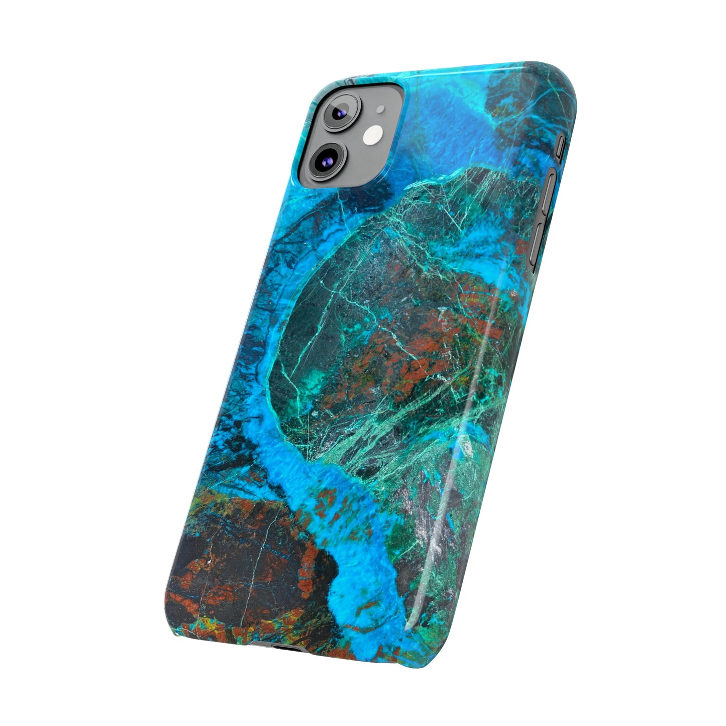 Slim Phone Cases - Chrysocolla Mineral Mix Design A