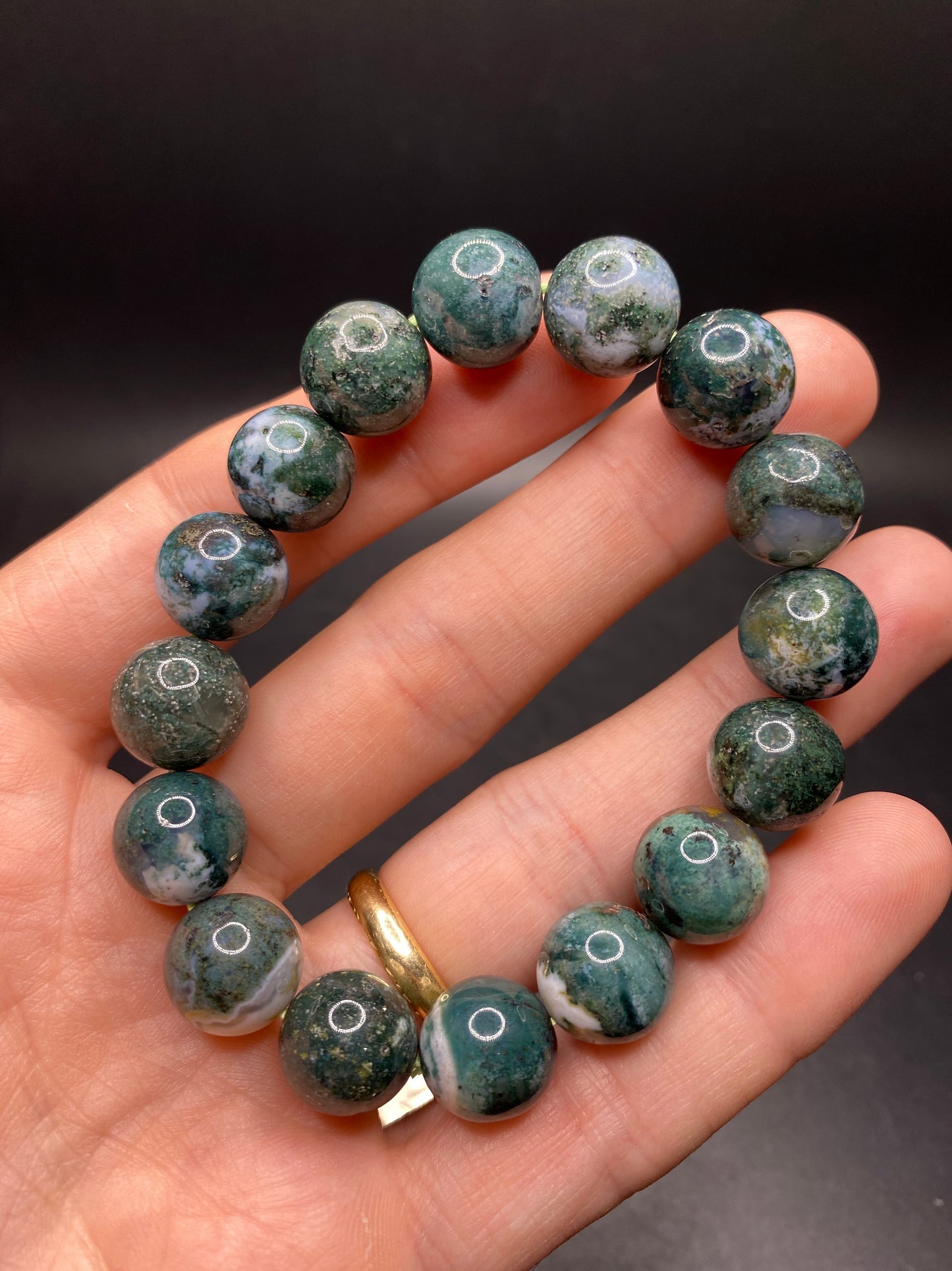 Large Moss Agate Bracelet - 10-14mm