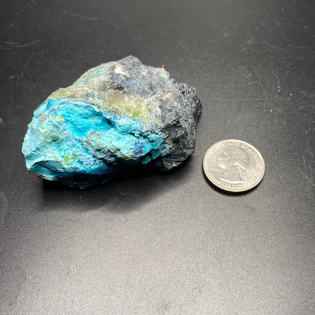 Shattuckite, Chrysocolla and Azurite in Matrix - Mexico