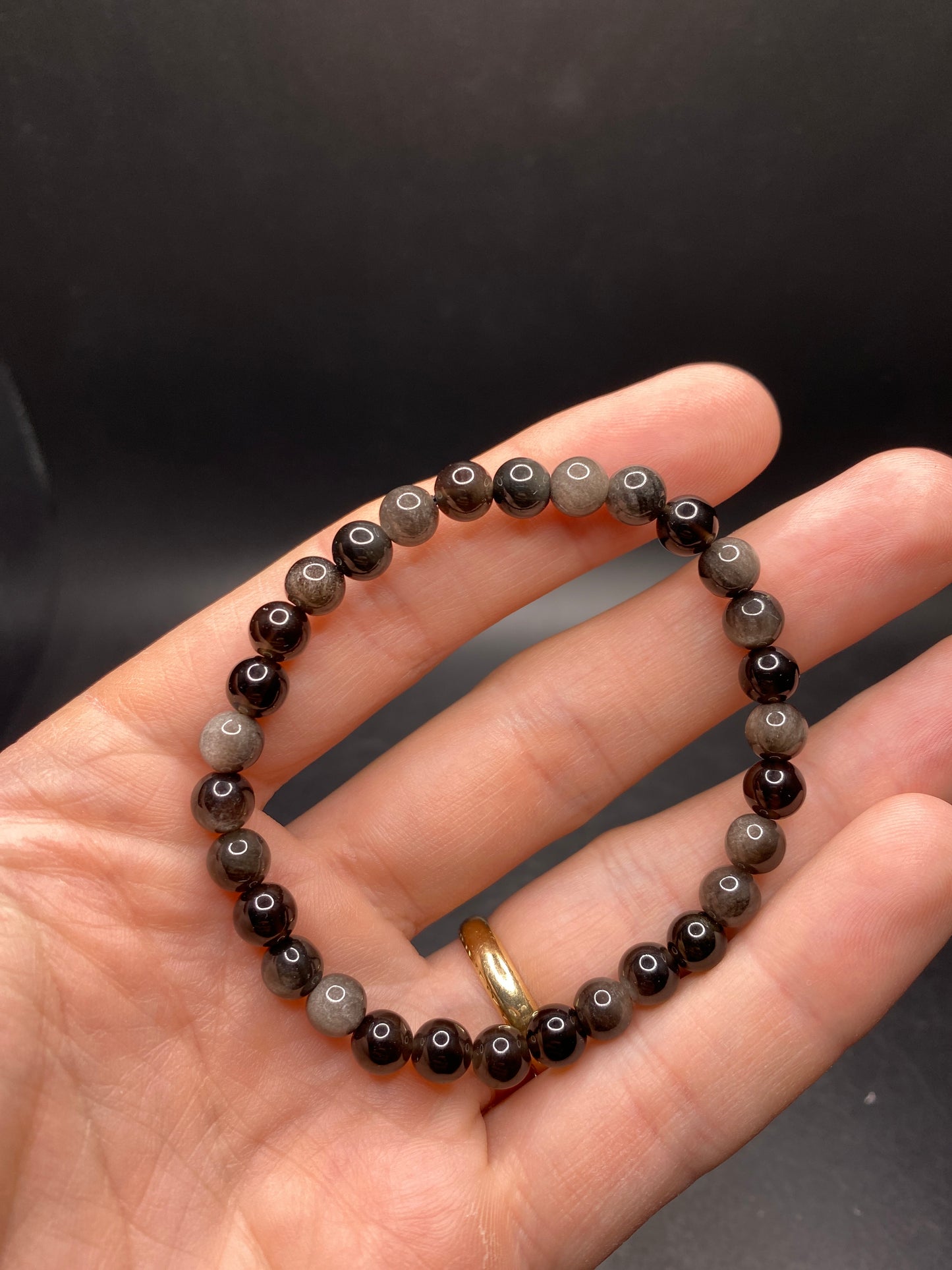 Obsidian (Silver Sheen) Bracelet - 6mm