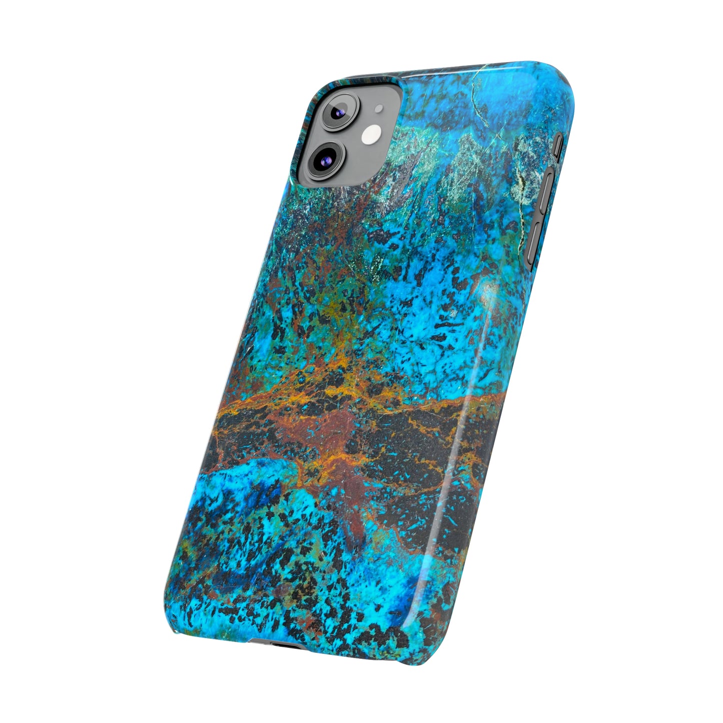 Slim Phone Cases - Chrysocolla Mineral Mix Design C