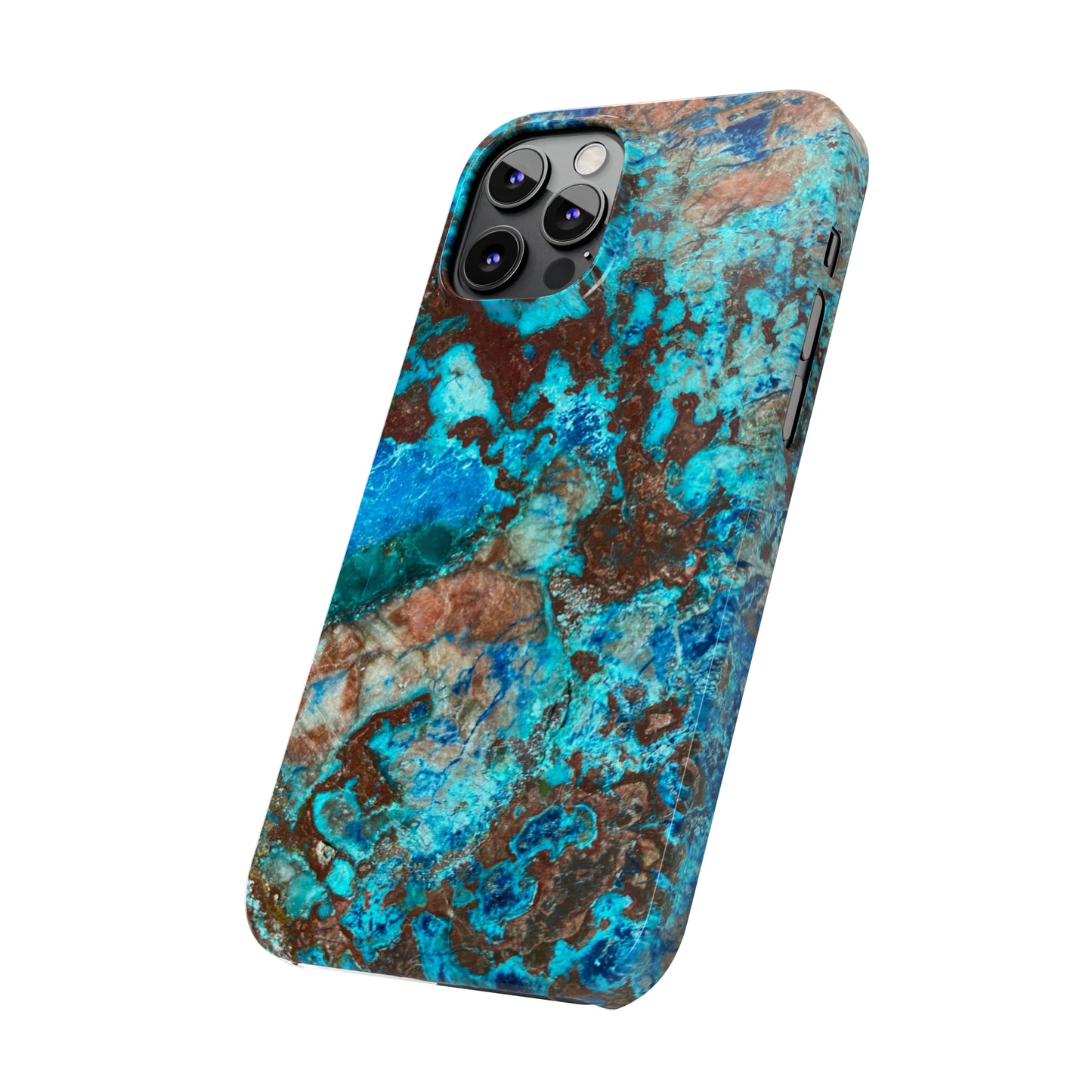 Slim Phone Case - Chrysocolla Mineral Mix Design B