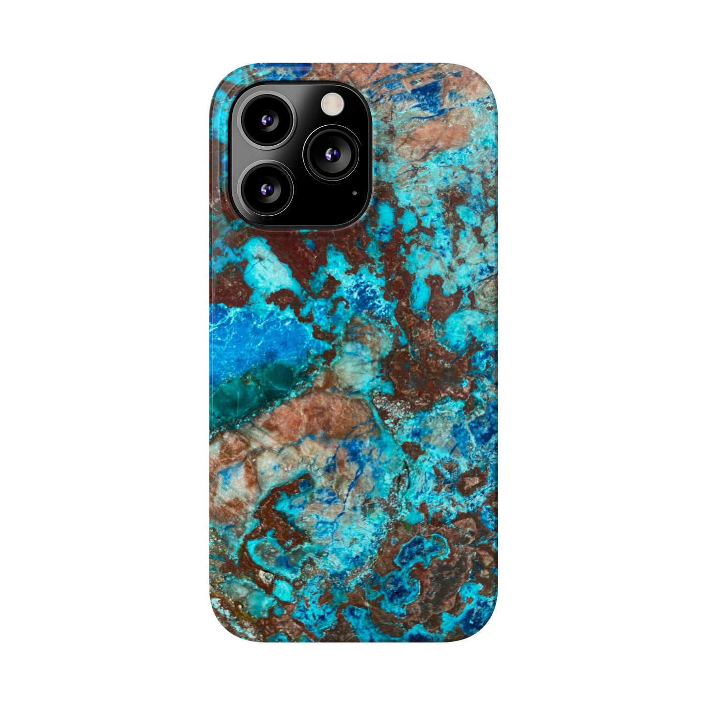 Slim Phone Case - Chrysocolla Mineral Mix Design B