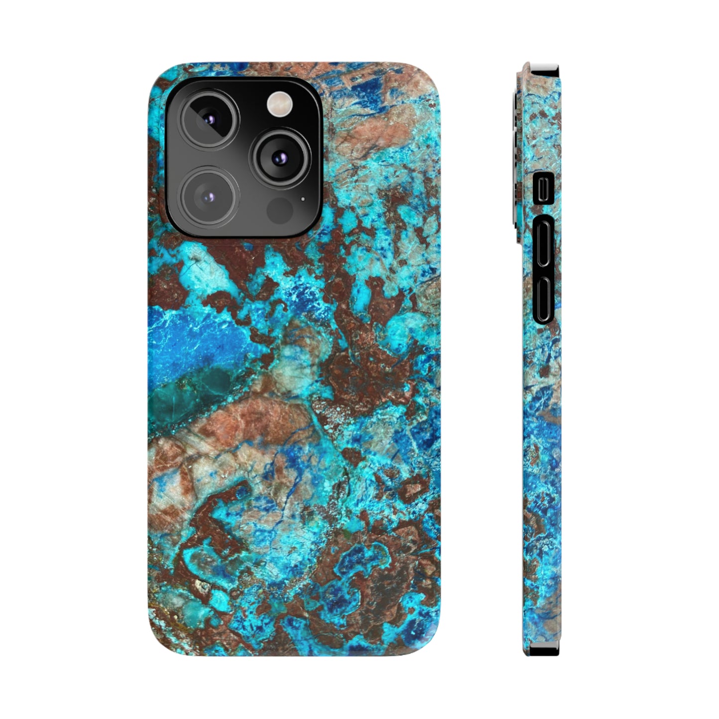 Slim Phone Case - Chrysocolla Mineral Mix Design B